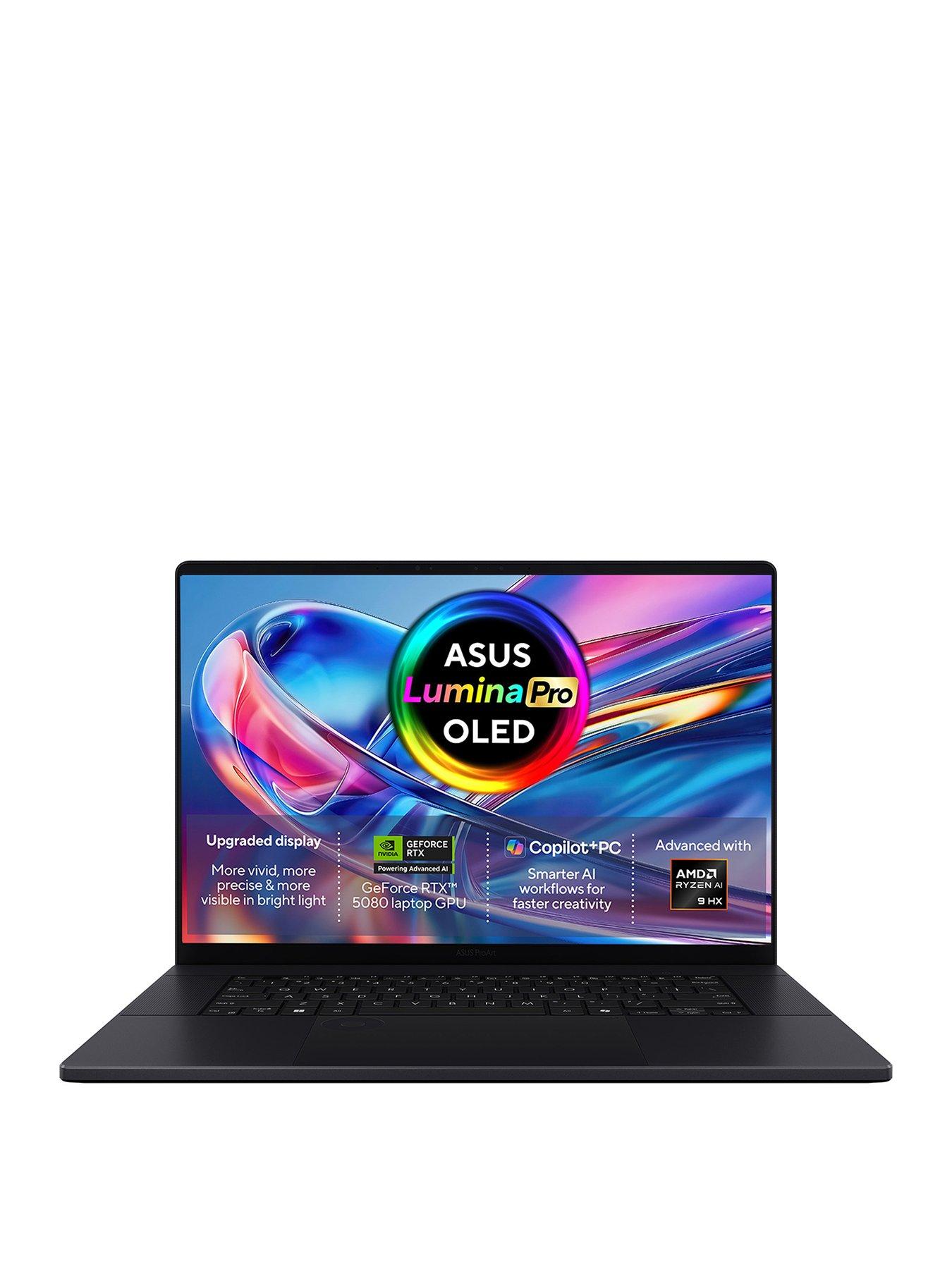 Asus ProArt P16 Copilot+ PC Laptop - 16in 4K OLED Touchscreen, AMD Ryzen AI 9, GeForce RTX 5080, 64GB RAM, 2TB SSD - Black