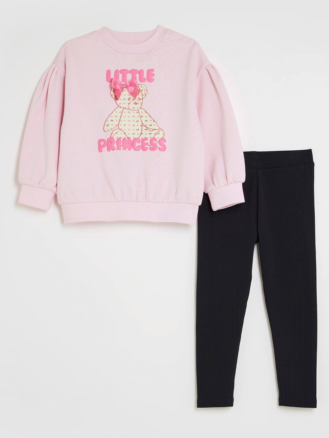 River Island Mini Girls Little Princess Bear Set - Pink