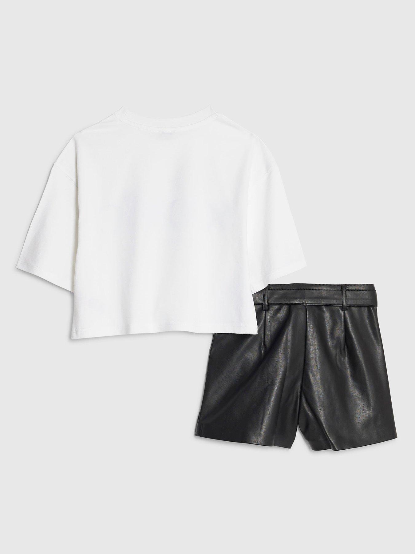 Image 2 of 5 of River Island Older Girls Iconic T-Shirt Set - White