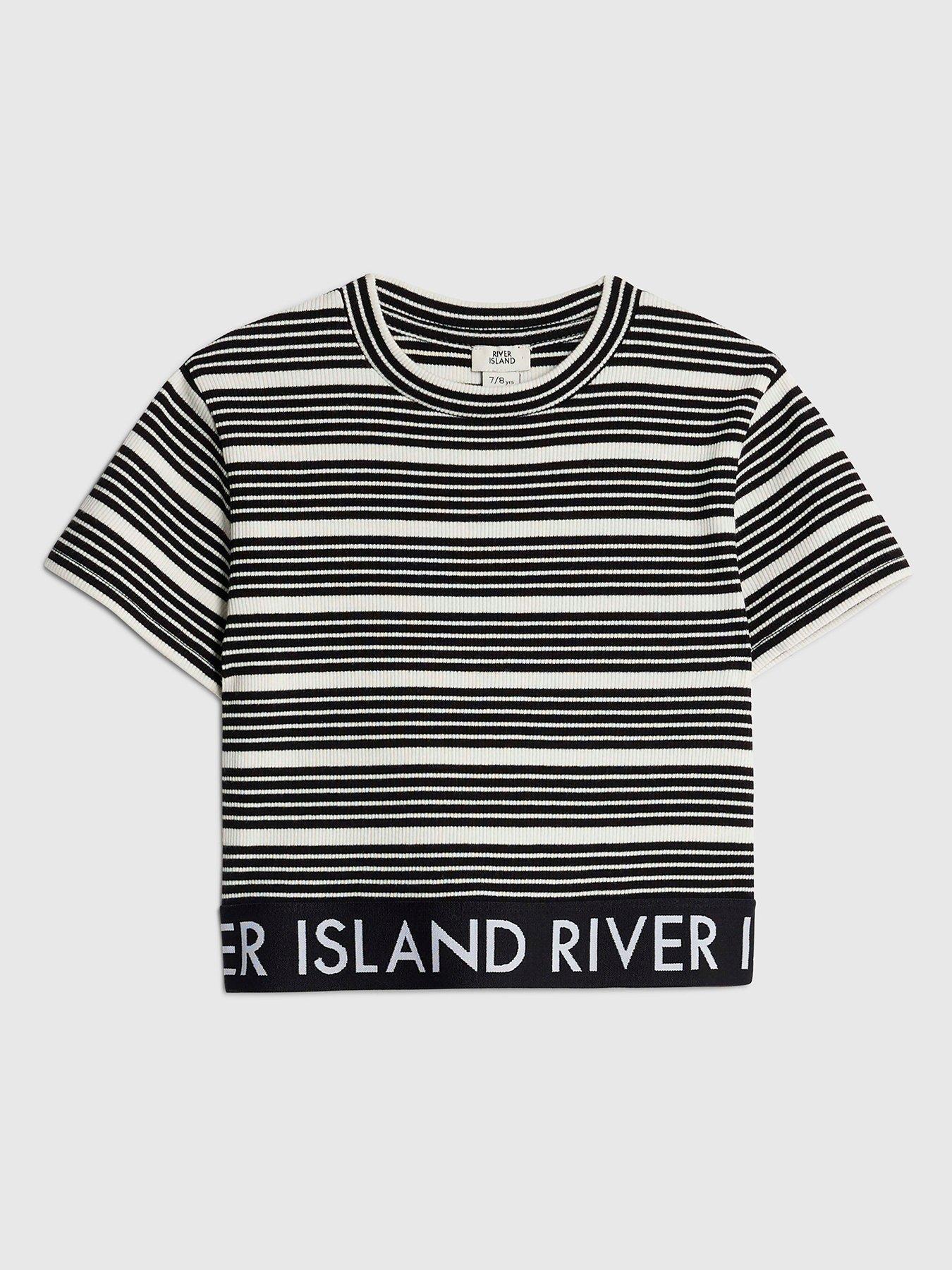 River Island Older Girls Stripe Waistband Top - Black