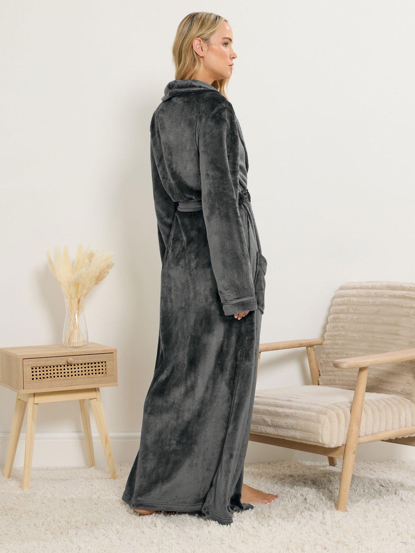 Long Tall Sally Ribbon Shawl Maxi Robe - Grey | Very