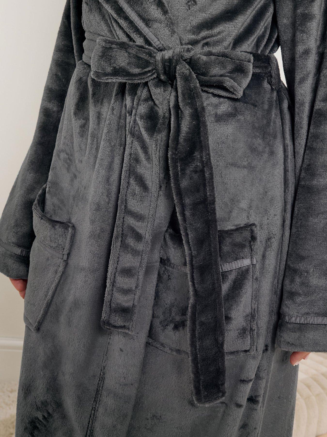 Long Tall Sally Ribbon Shawl Maxi Robe - Grey | Very