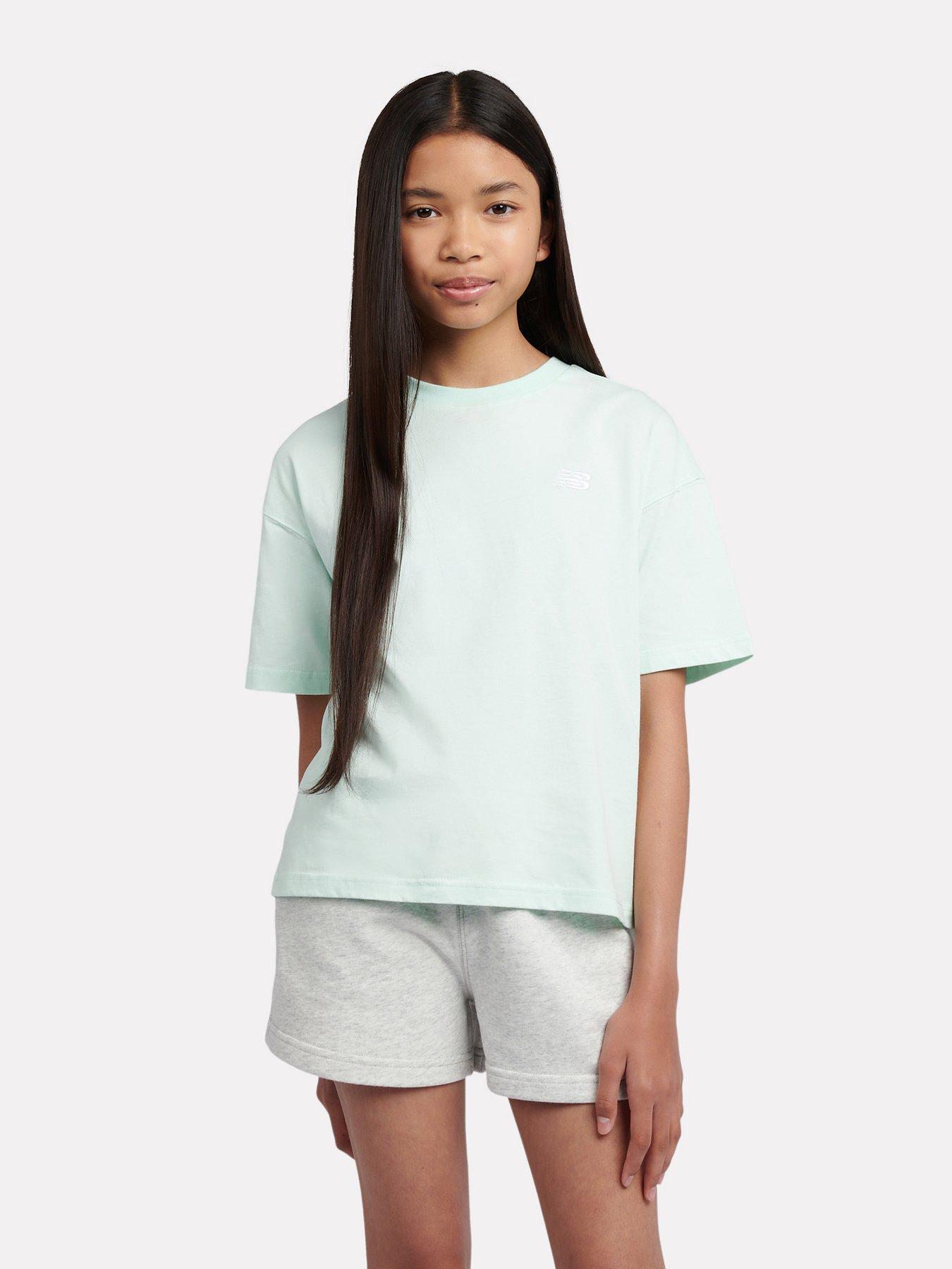 New Balance Junior Girls Embroidered NB T-Shirt - Green
