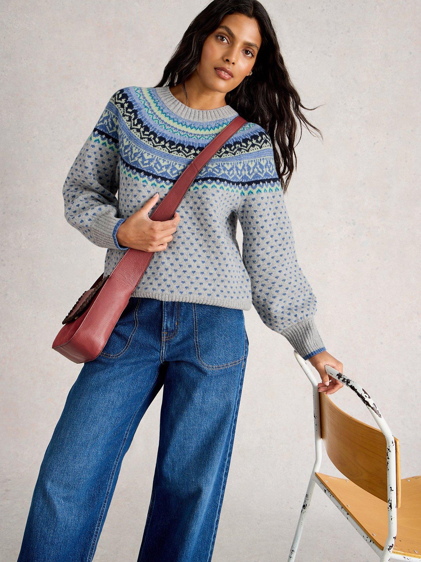 White Stuff Mini Heart Fairisle Jumper - Grey