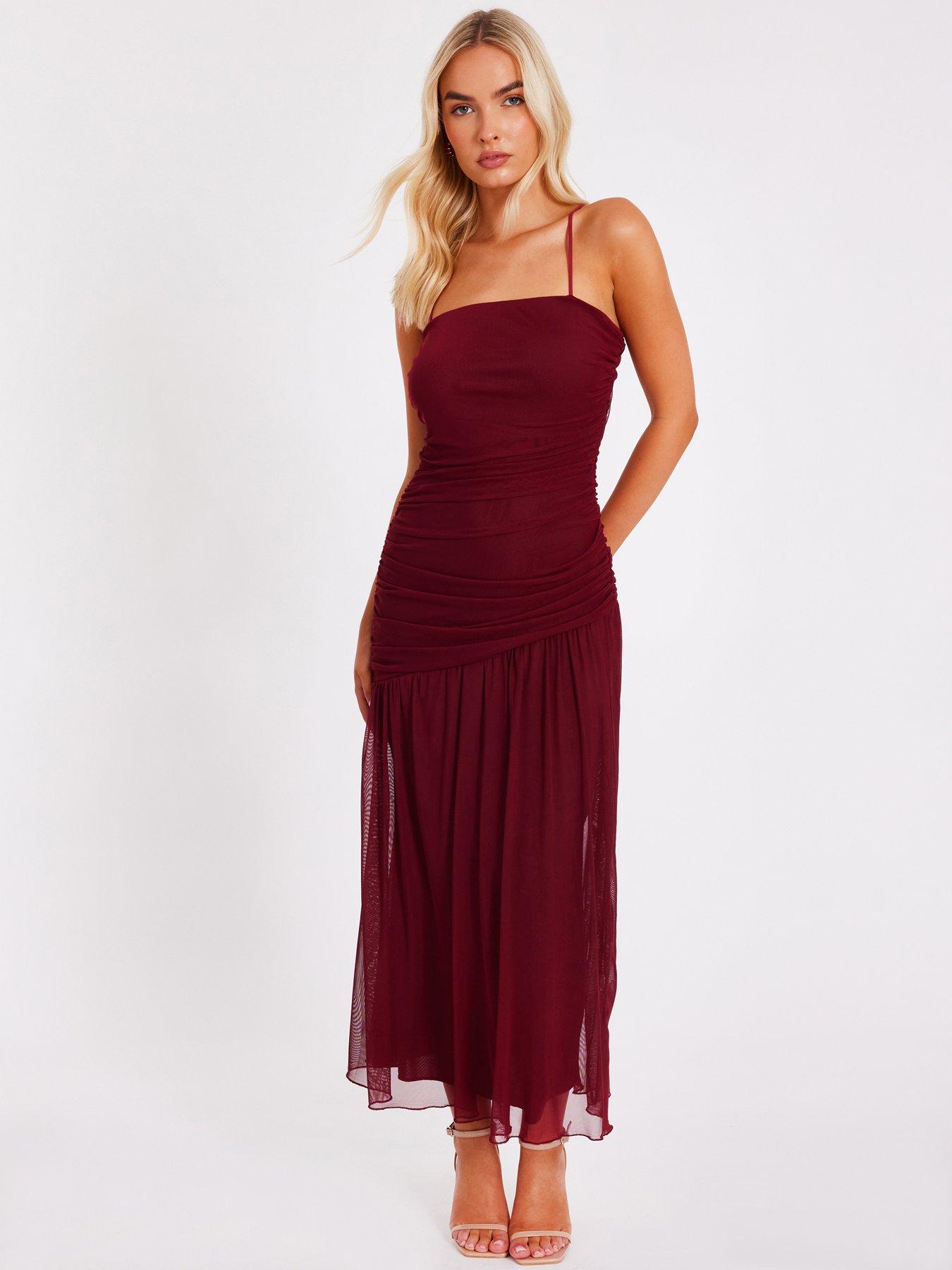 drop waist square neck midaxi dress Andy