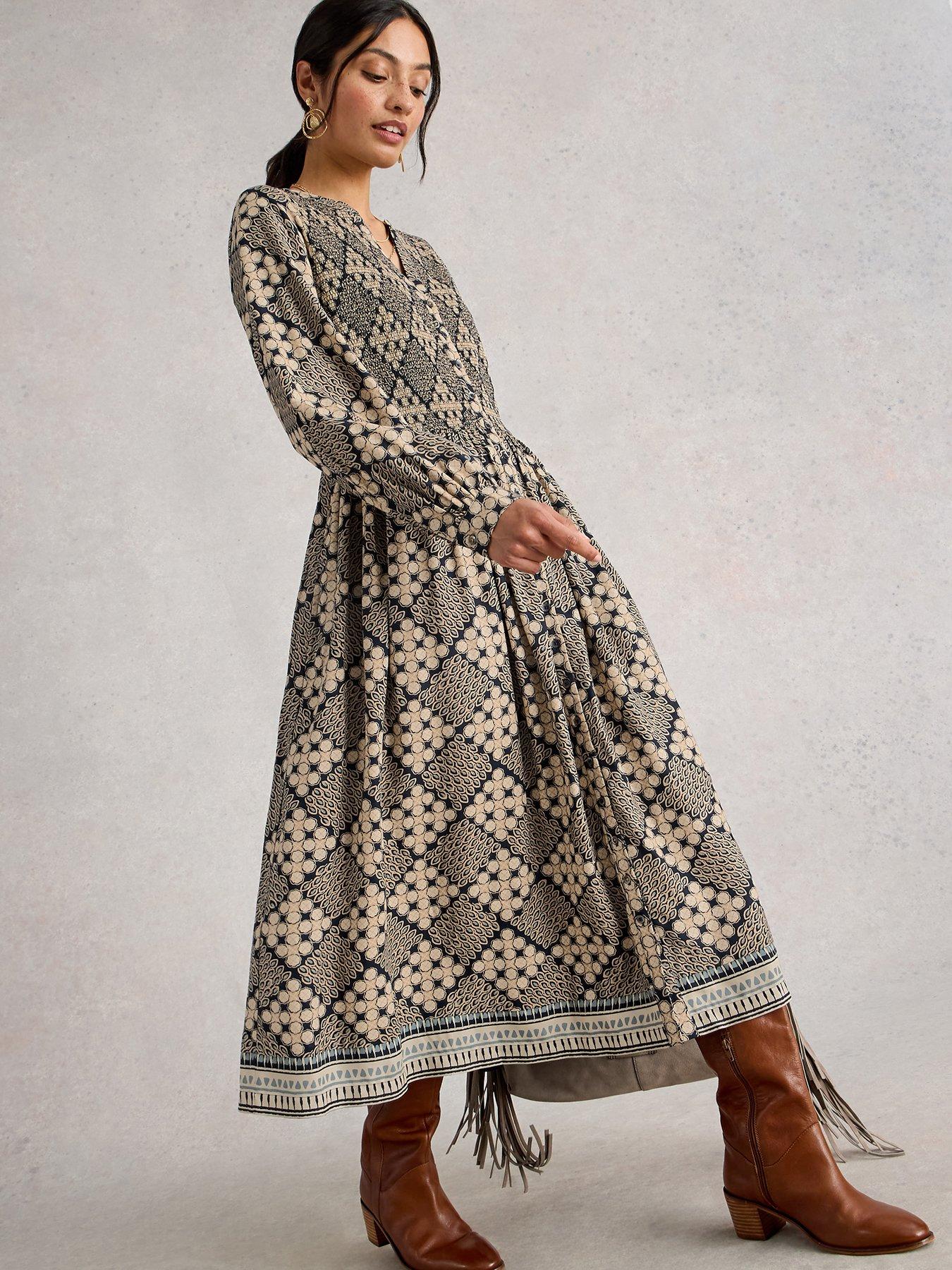 White Stuff Hattie Shirred Dress - Blue