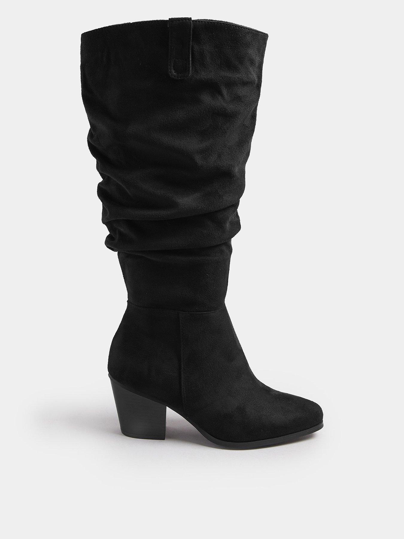 Yours Extra Wide Fit Ruched Western Boot - Black