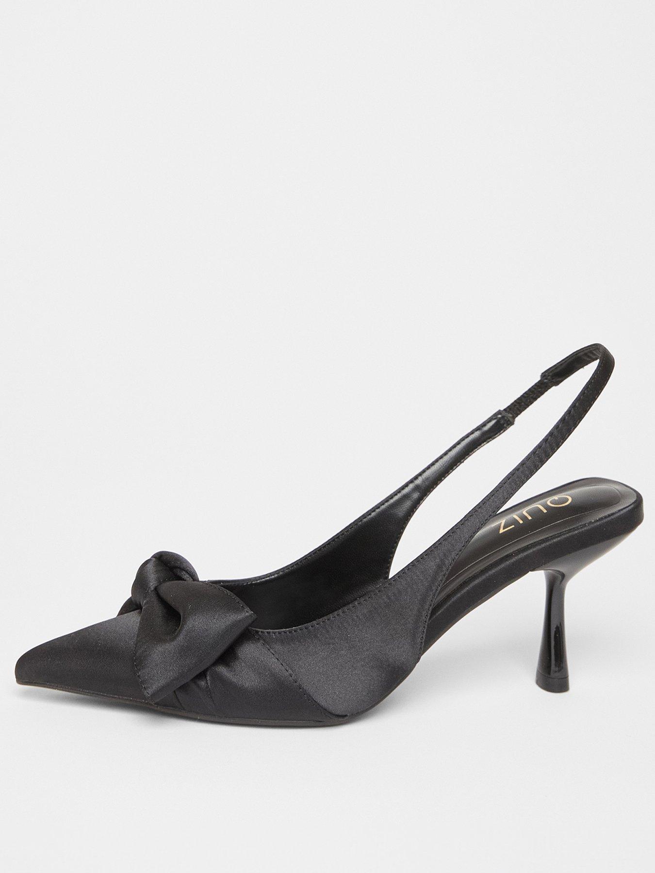 Quiz Black Sling Back Bow Heels