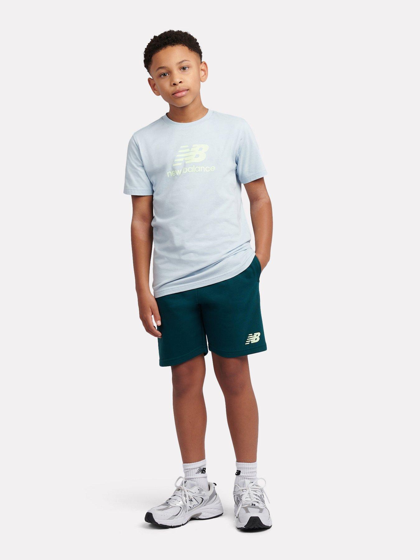 New Balance Junior Boys Stacked Logo T-Shirt And Short Set - Light Blue