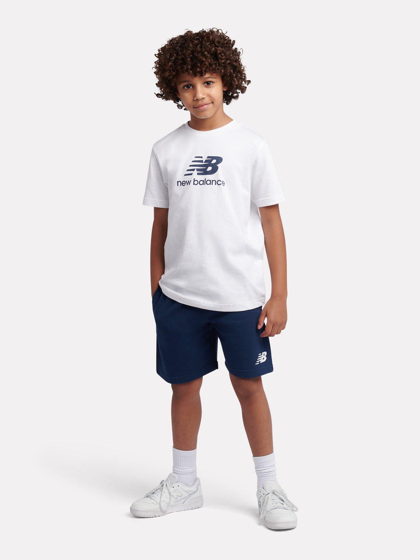 New Balance Junior Boys Stacked Logo T-Shirt And Short Set - White