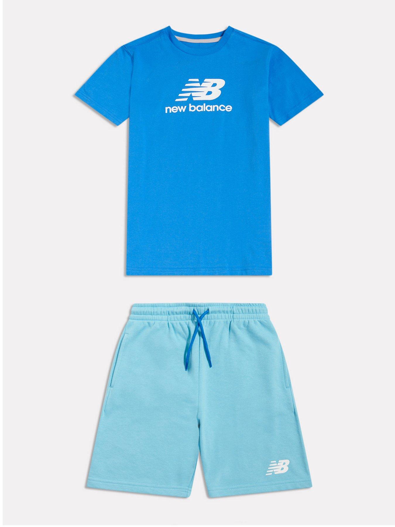 New Balance Junior Boys Stacked Logo T-Shirt And Short Set - Blue