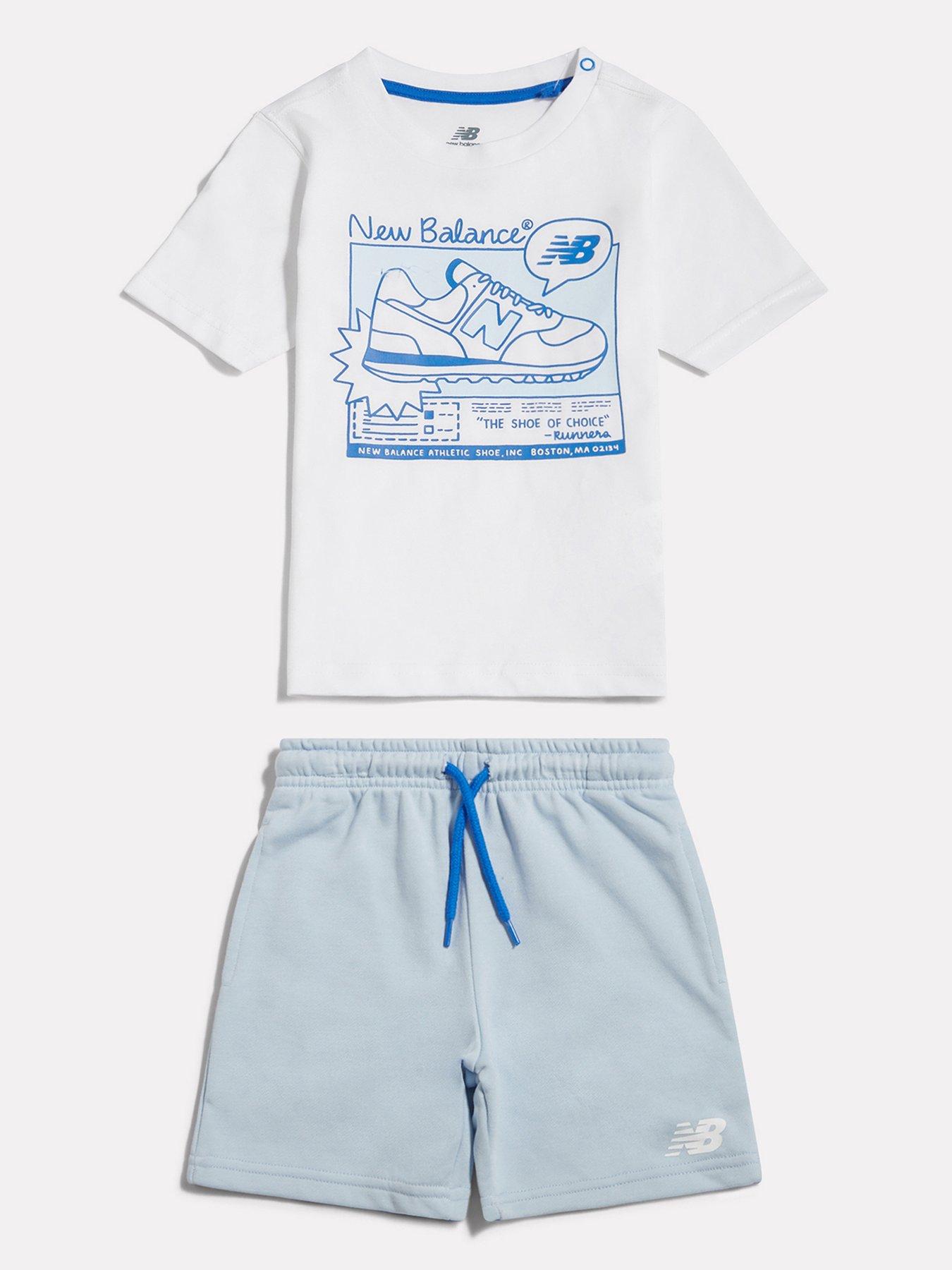 New Balance Junior Boys Greatest Hits Graphic T-Shirt and Short Set - Blue/White