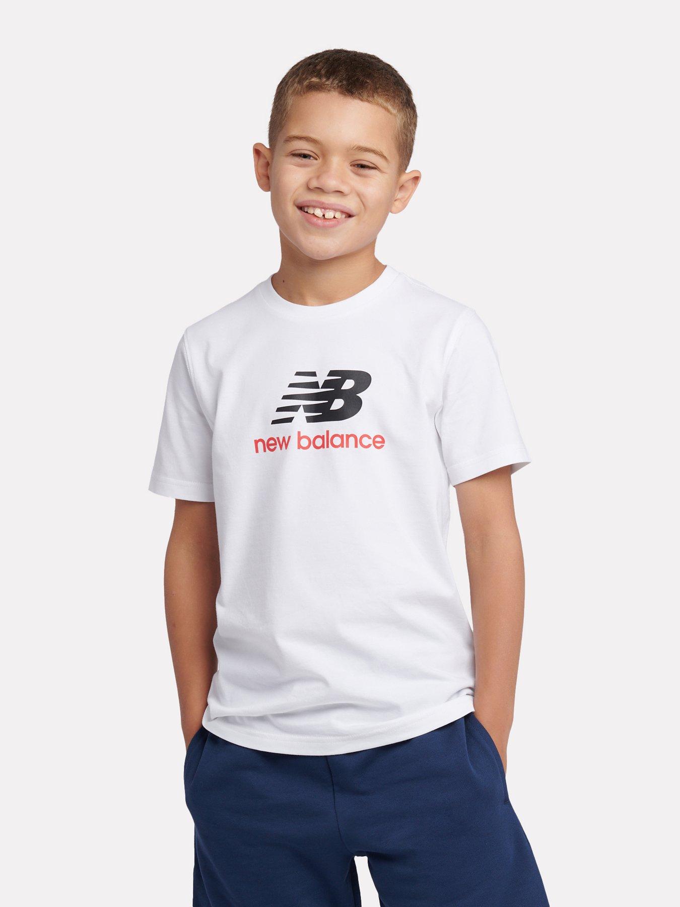 New Balance Junior Boys Jersey Stacked Logo T-Shirt - White