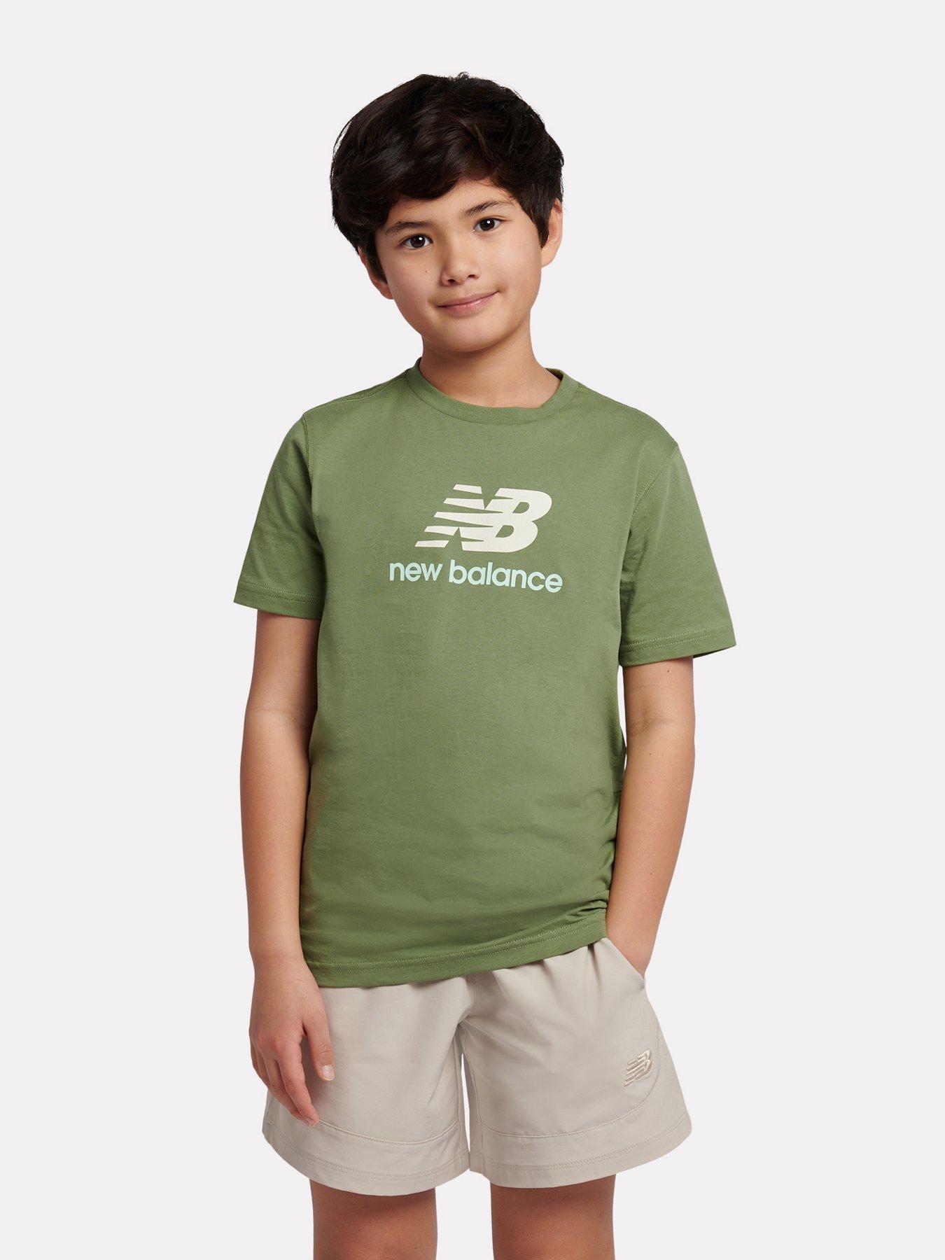 New Balance Junior Boys Jersey Stacked Logo T-Shirt - Green