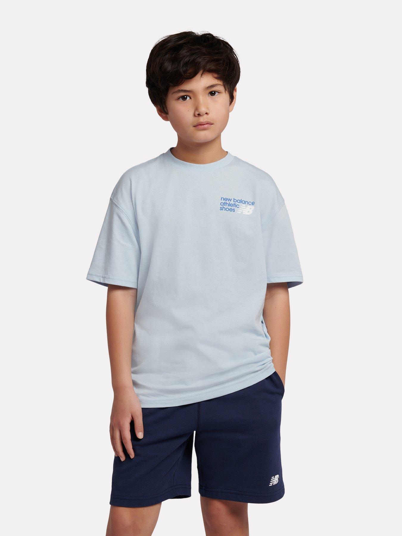 New Balance Junior Boys NB Athletics Oversized Graphic T-Shirt - Blue