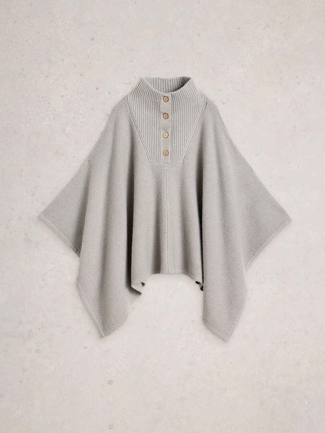 Image 1 of 3 of White Stuff Funnel Neck Poncho - Grey