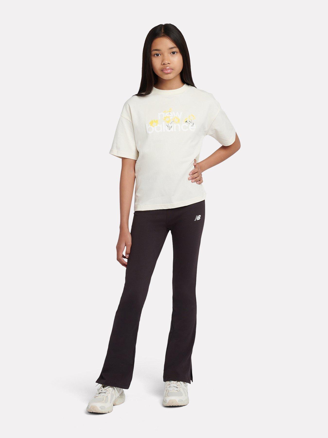 New Balance Kids Girls Flower Graphic Tee And Flare Legging Set - Yellow