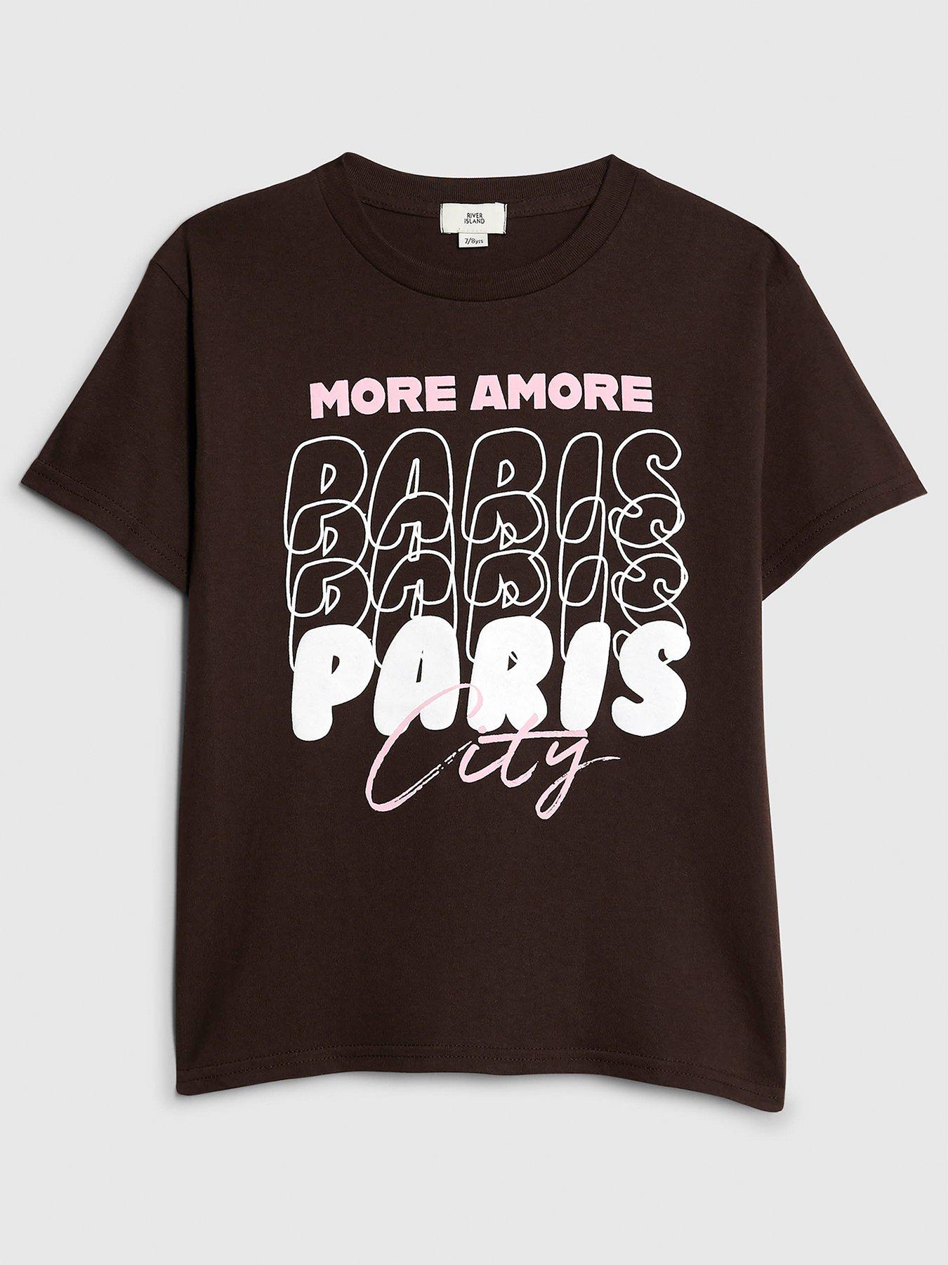 River Island Older Girls Paris City T-Shirt - Brown