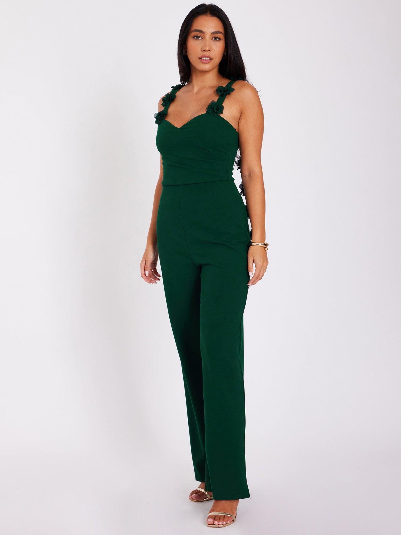 Shoulder Green Jumpsuit Quiz Quiz Sparkly Green Jumpsuit Worn Depop