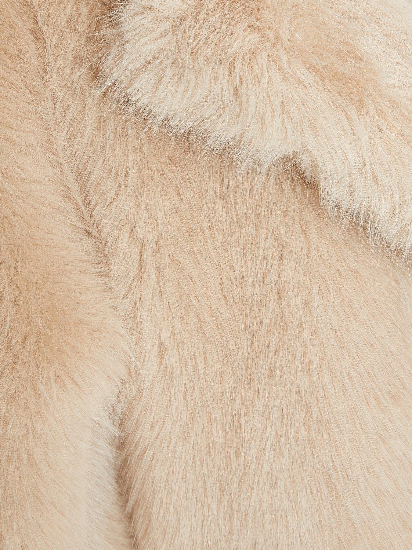 Image 6 of 6 of Quiz Stone Faux Fur Longline Coat