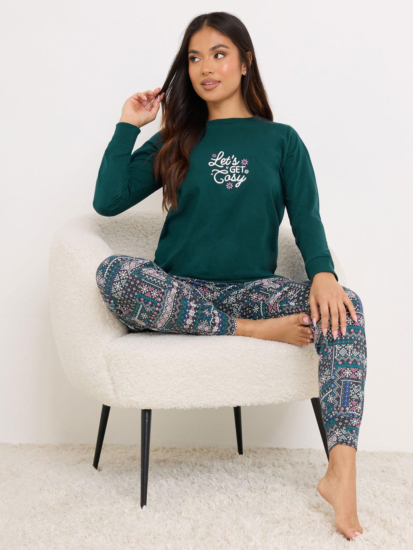 PixieGirl Petite Lets Get Cosy Pyjama Set - Green | Very