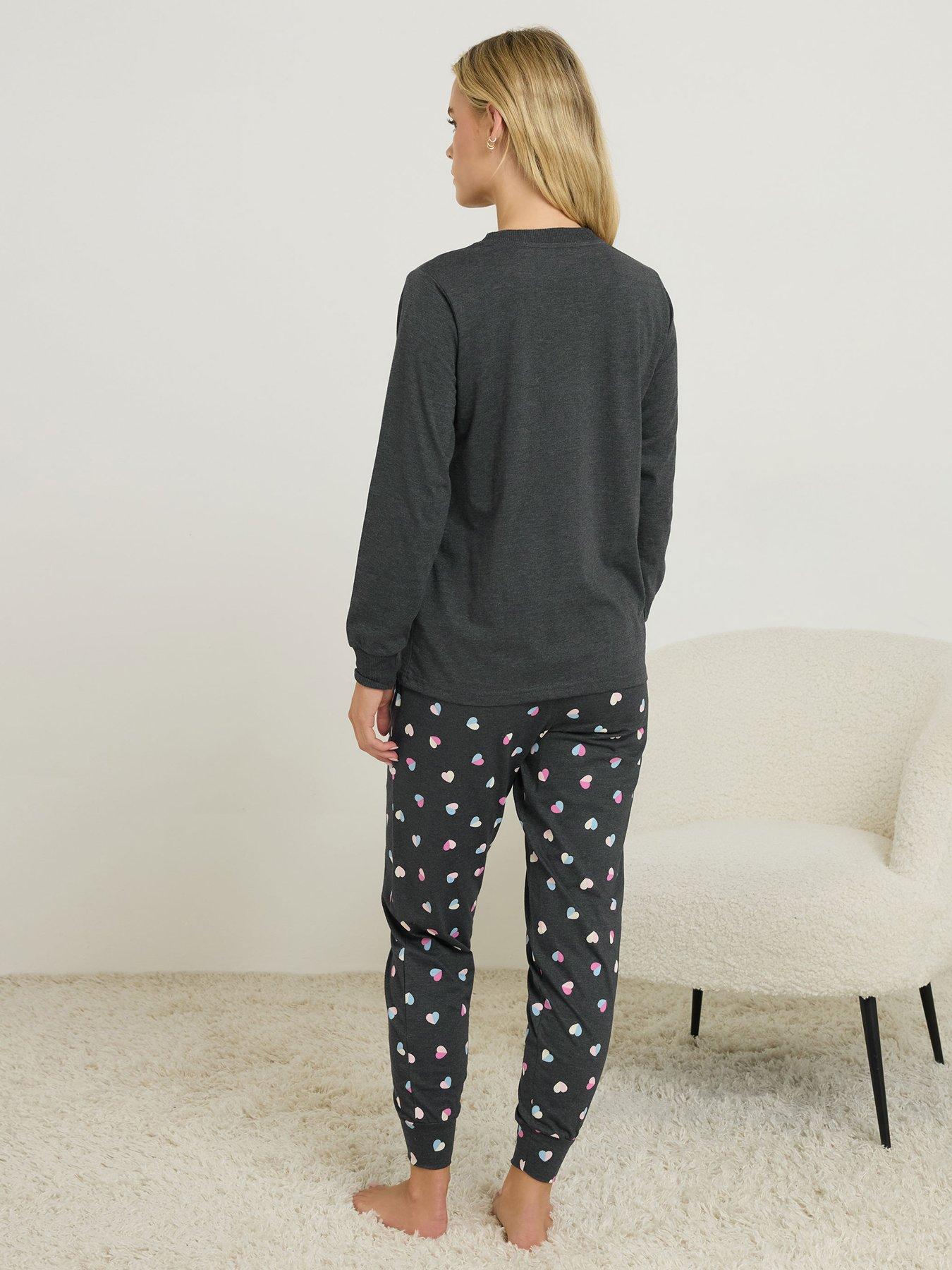 PixieGirl Petite Half Heart Pyjama Set - Grey | Very