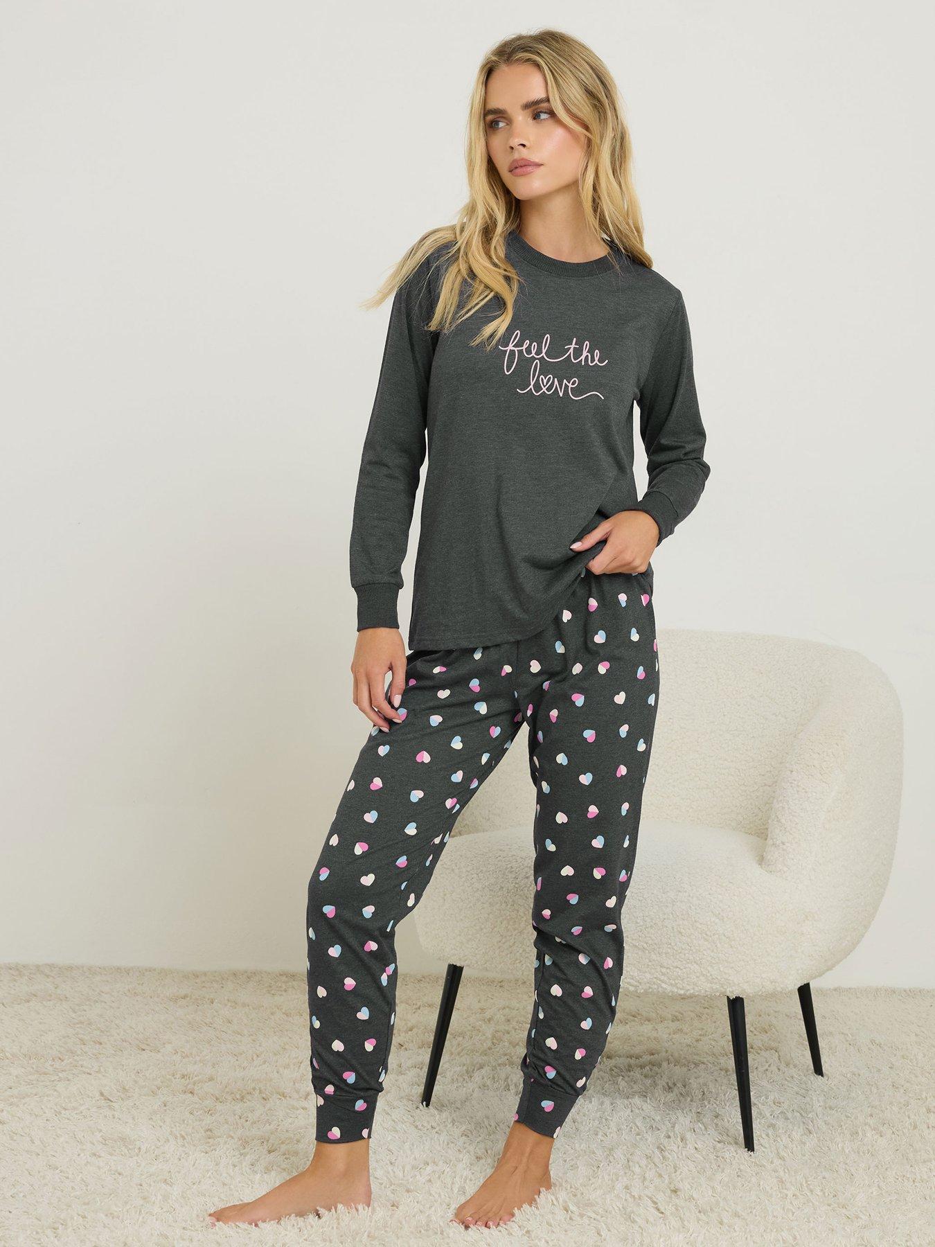 PixieGirl Petite Half Heart Pyjama Set - Grey | Very