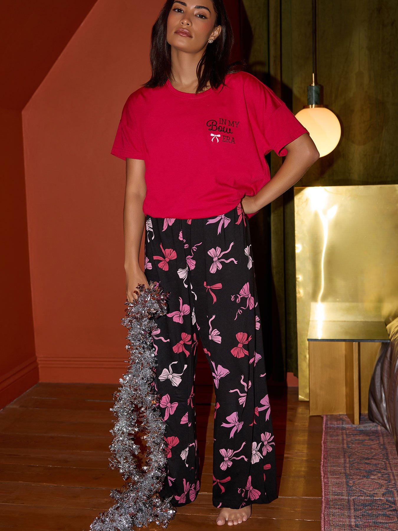 PixieGirl Petite In My Bow Era Pyjama Set - Red | Very