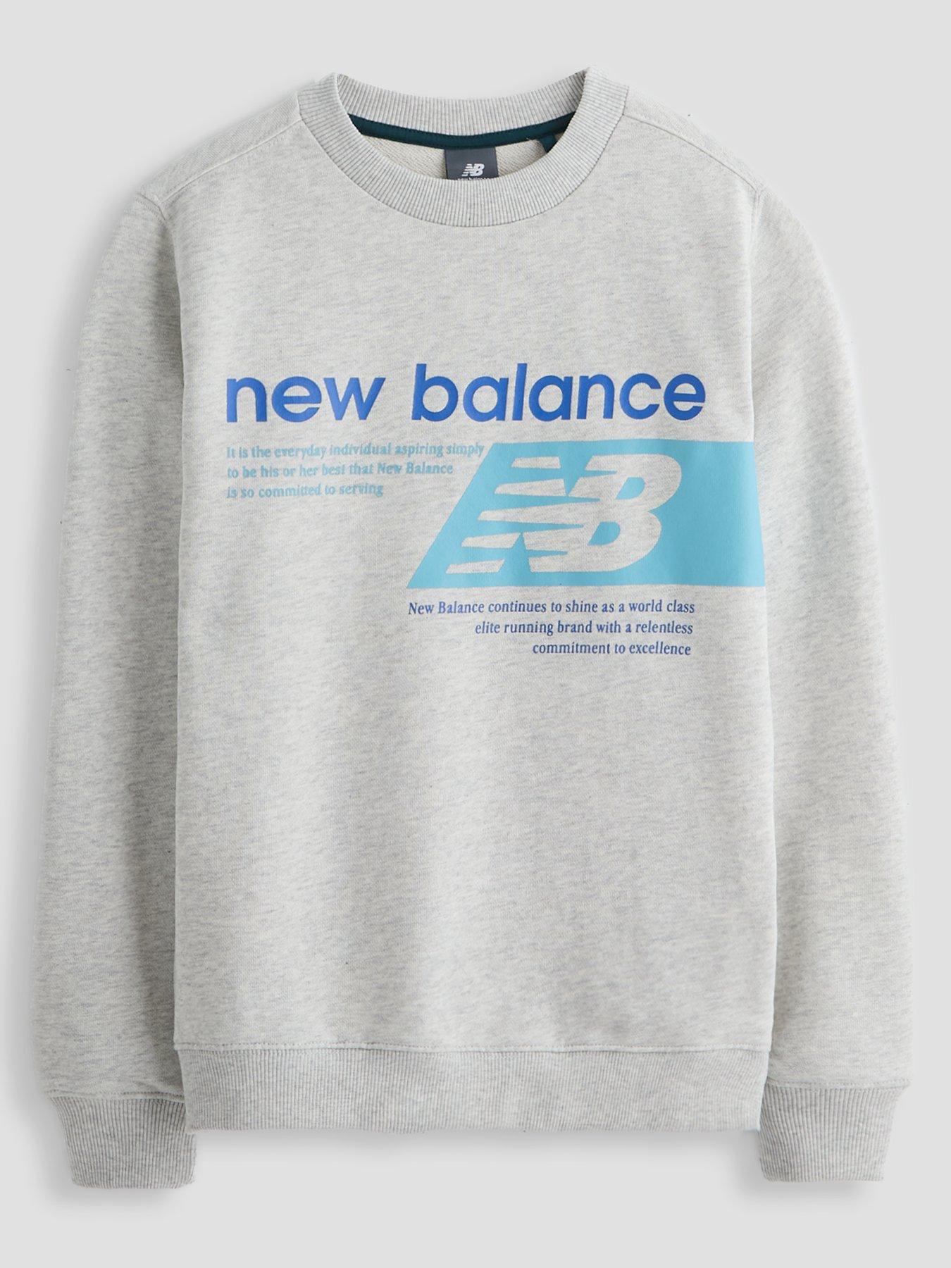 New Balance: Junior Boys Players Graphic Crew Sweatshirt - Grey