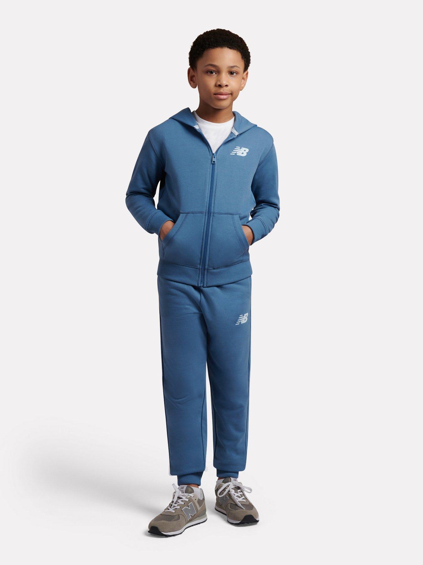 New Balance Junior Unisex Full Zip Hoodie & Jogger Set - Blue