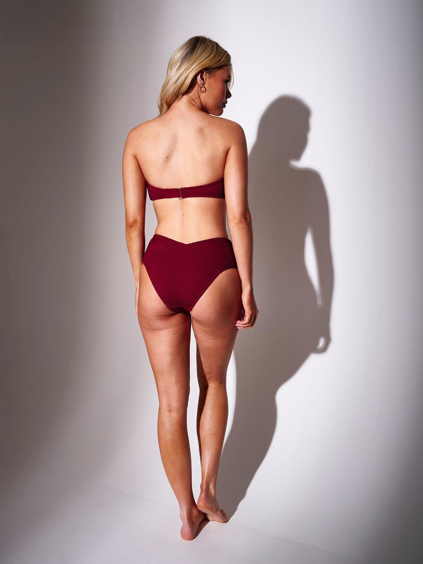 Image 2 of 2 of South Beach Crinkle Ring Decal Bandeau Bikini Top - Burgundy