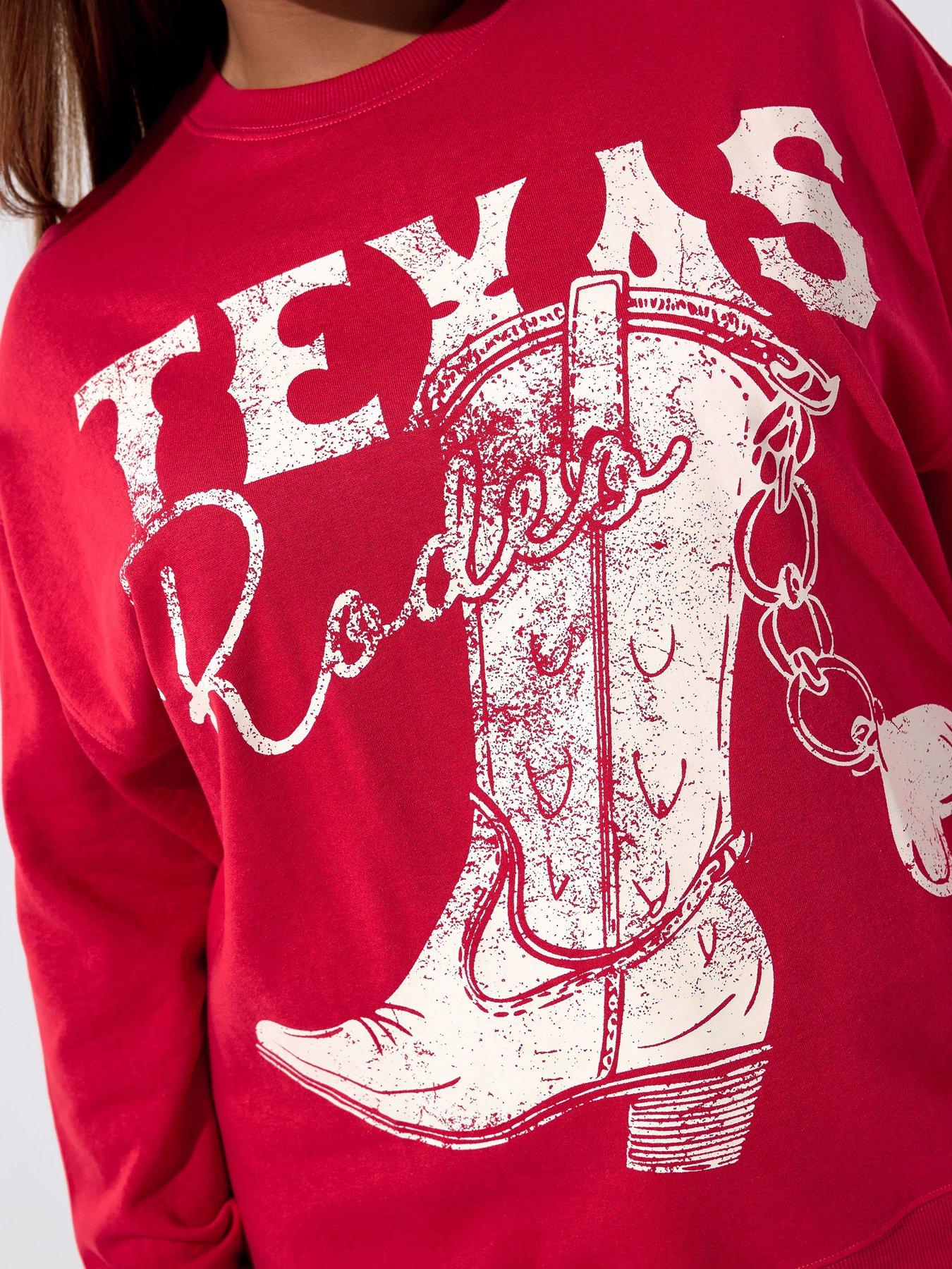 Image 4 of 4 of Yours Curve Texas Boot Sweatshirt - Red