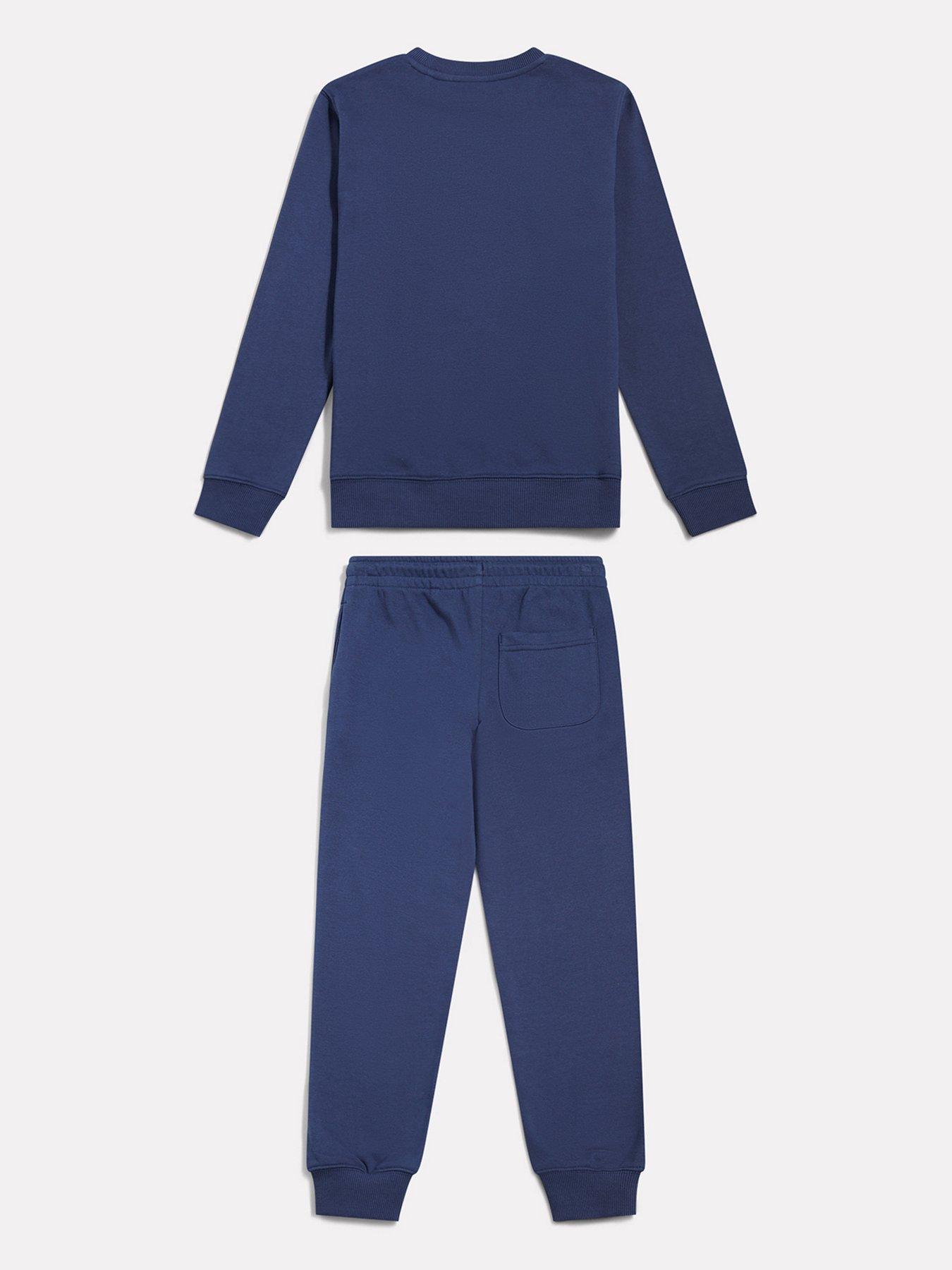 Image 2 of 5 of New Balance Junior Boys Stacked Logo Crew and Jogger Set - Blue