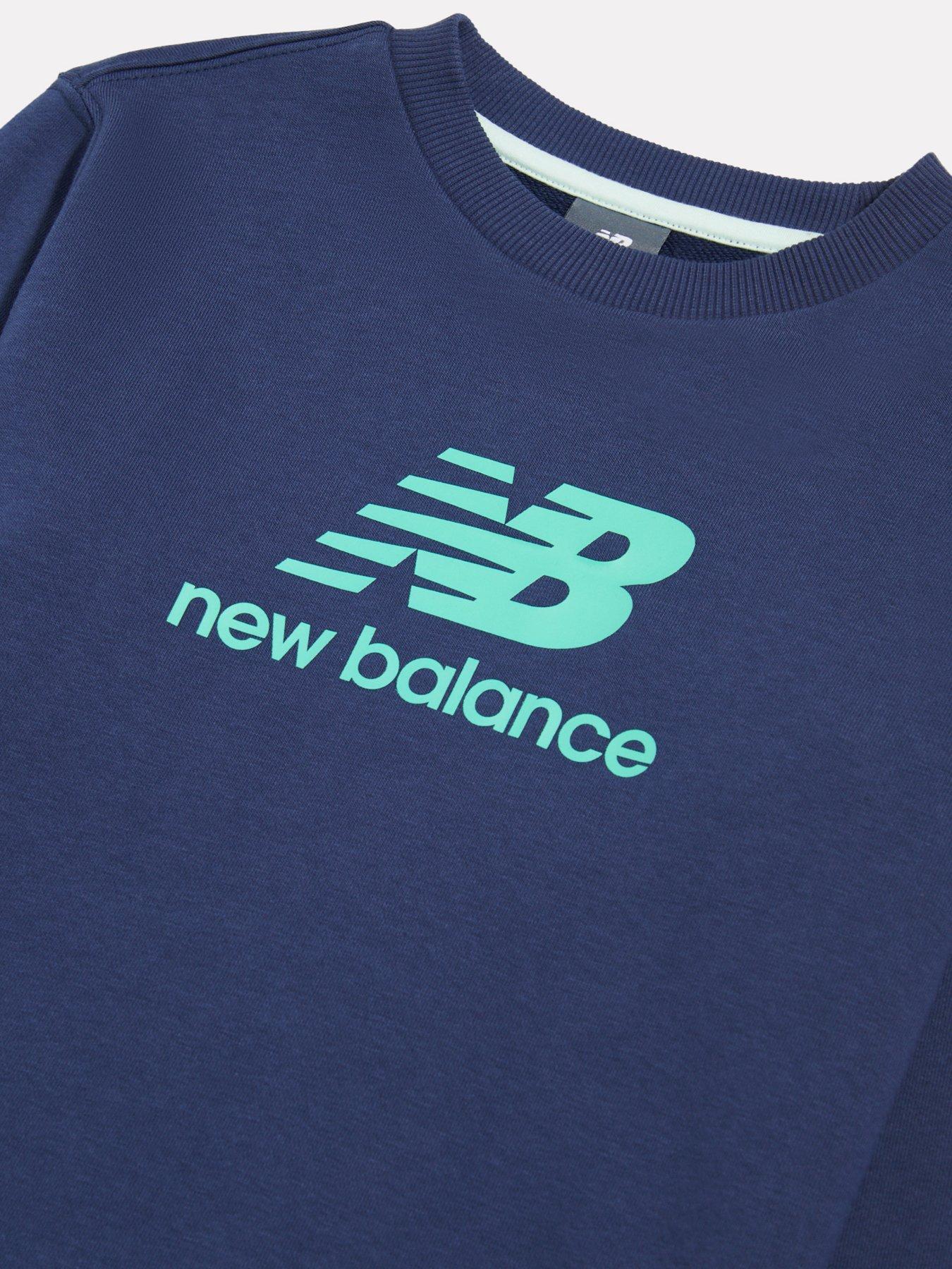 Image 4 of 5 of New Balance Junior Boys Stacked Logo Crew and Jogger Set - Blue