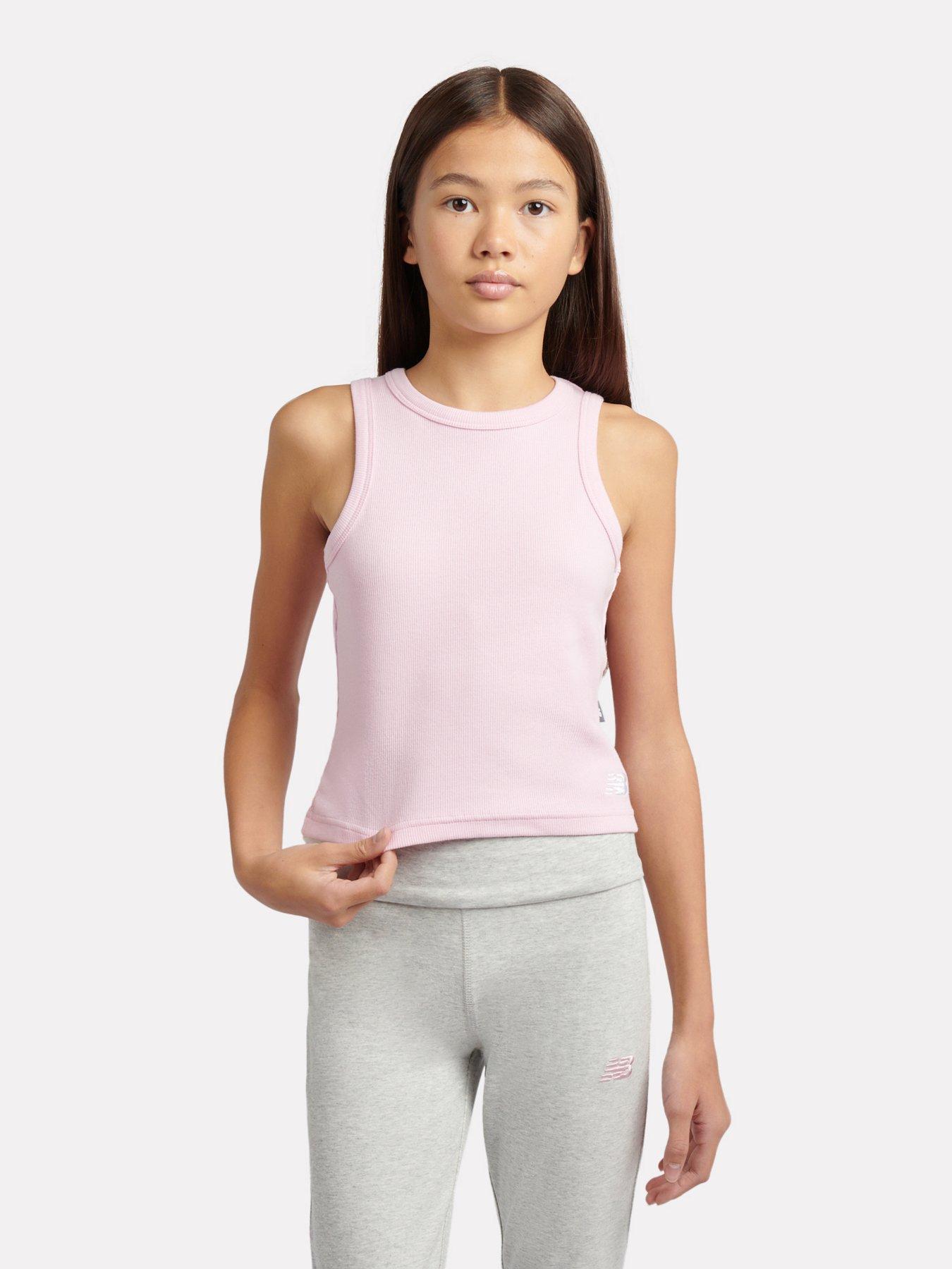 New Balance Junior Girls Ribbed Vest - Pink