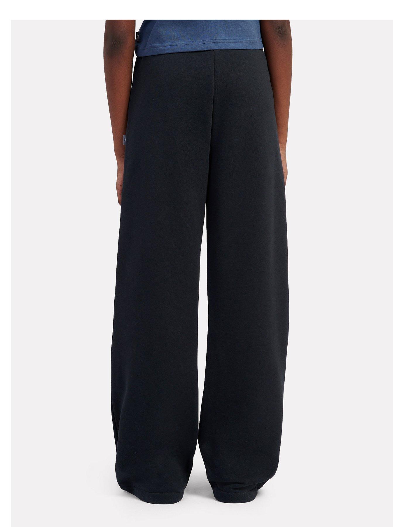 Image 3 of 7 of New Balance Junior Girls Small Logo Wide Leg Jogger - Black