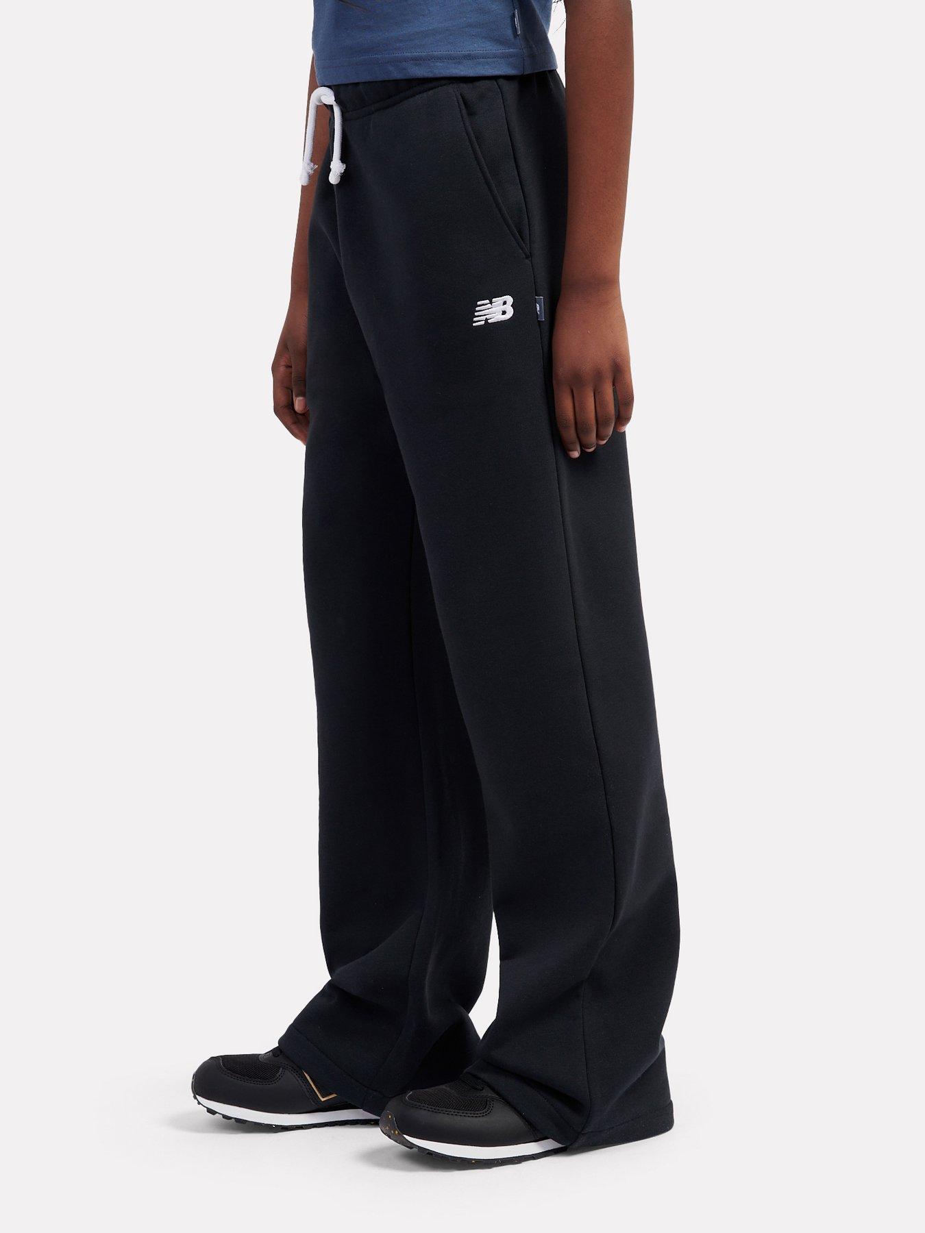 Image 4 of 7 of New Balance Junior Girls Small Logo Wide Leg Jogger - Black