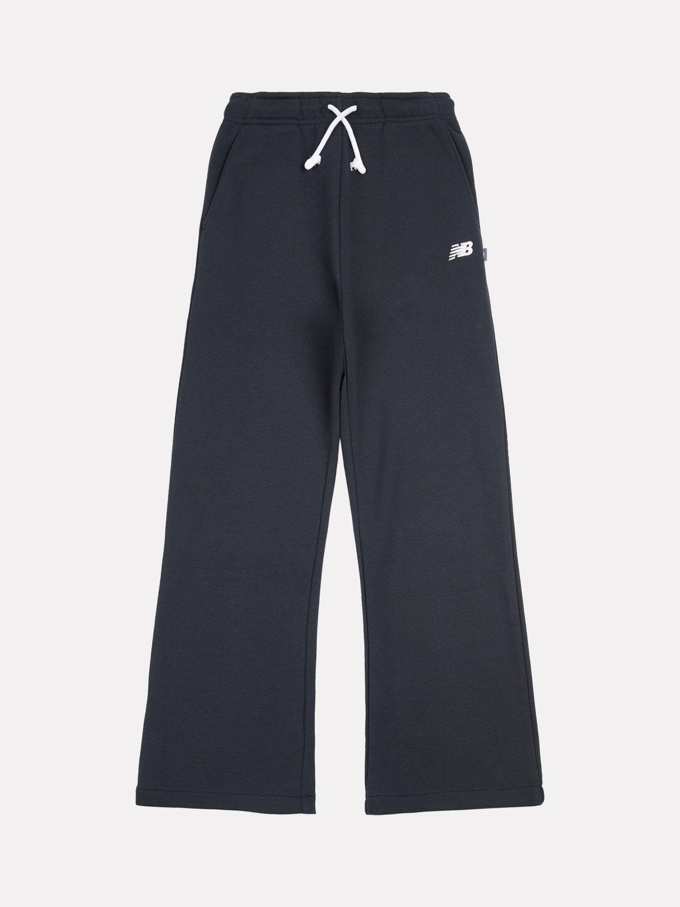 Image 6 of 7 of New Balance Junior Girls Small Logo Wide Leg Jogger - Black