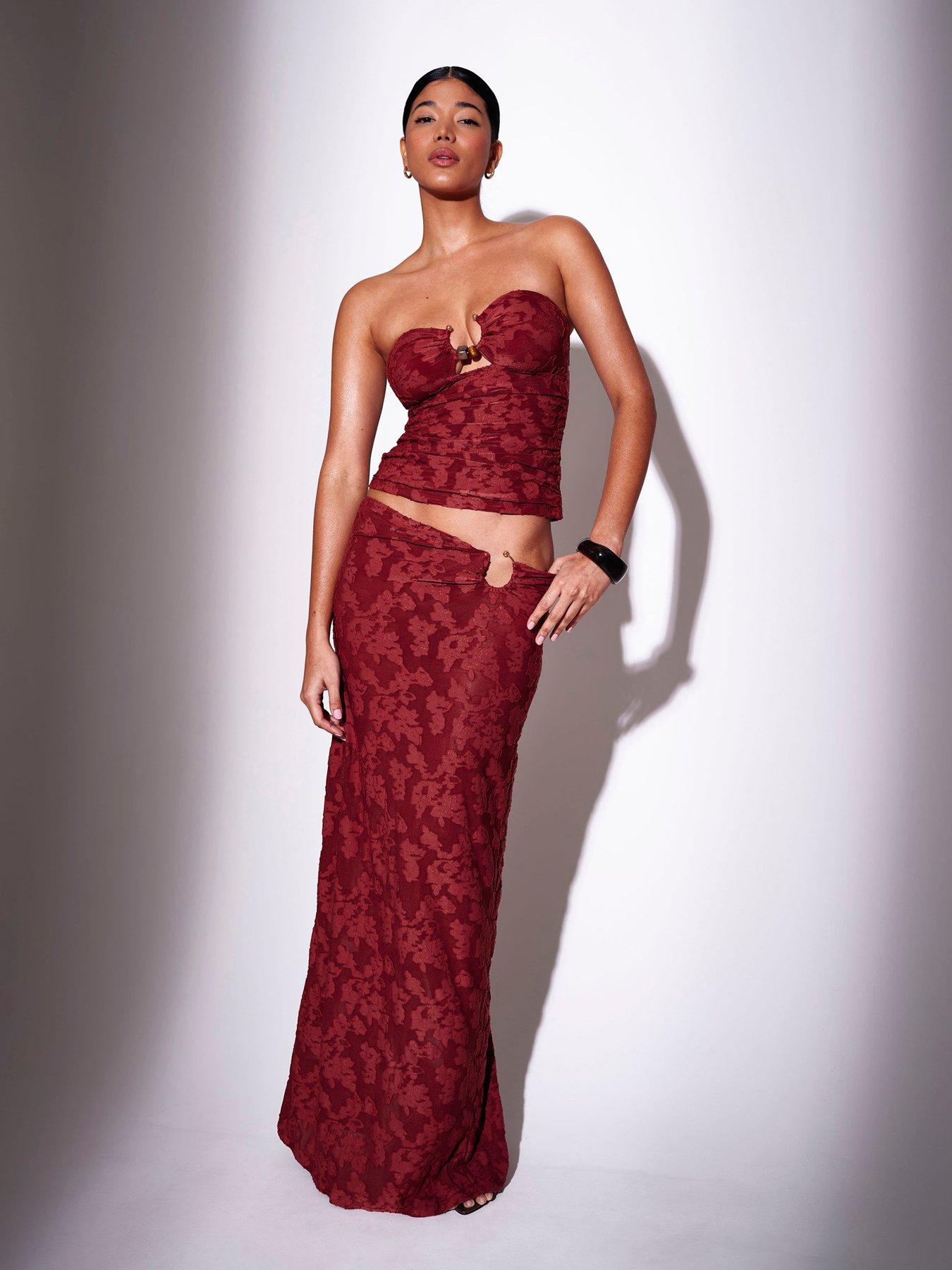Image 1 of 4 of South Beach Ring Detail Bandeau Co Ord Top - Brown