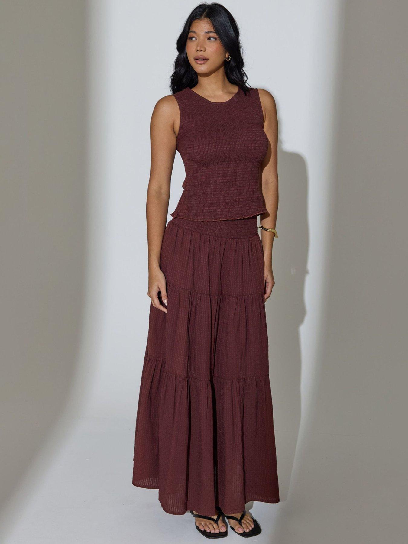 Image 3 of 4 of South Beach Shirred Sleeveless Top - Brown