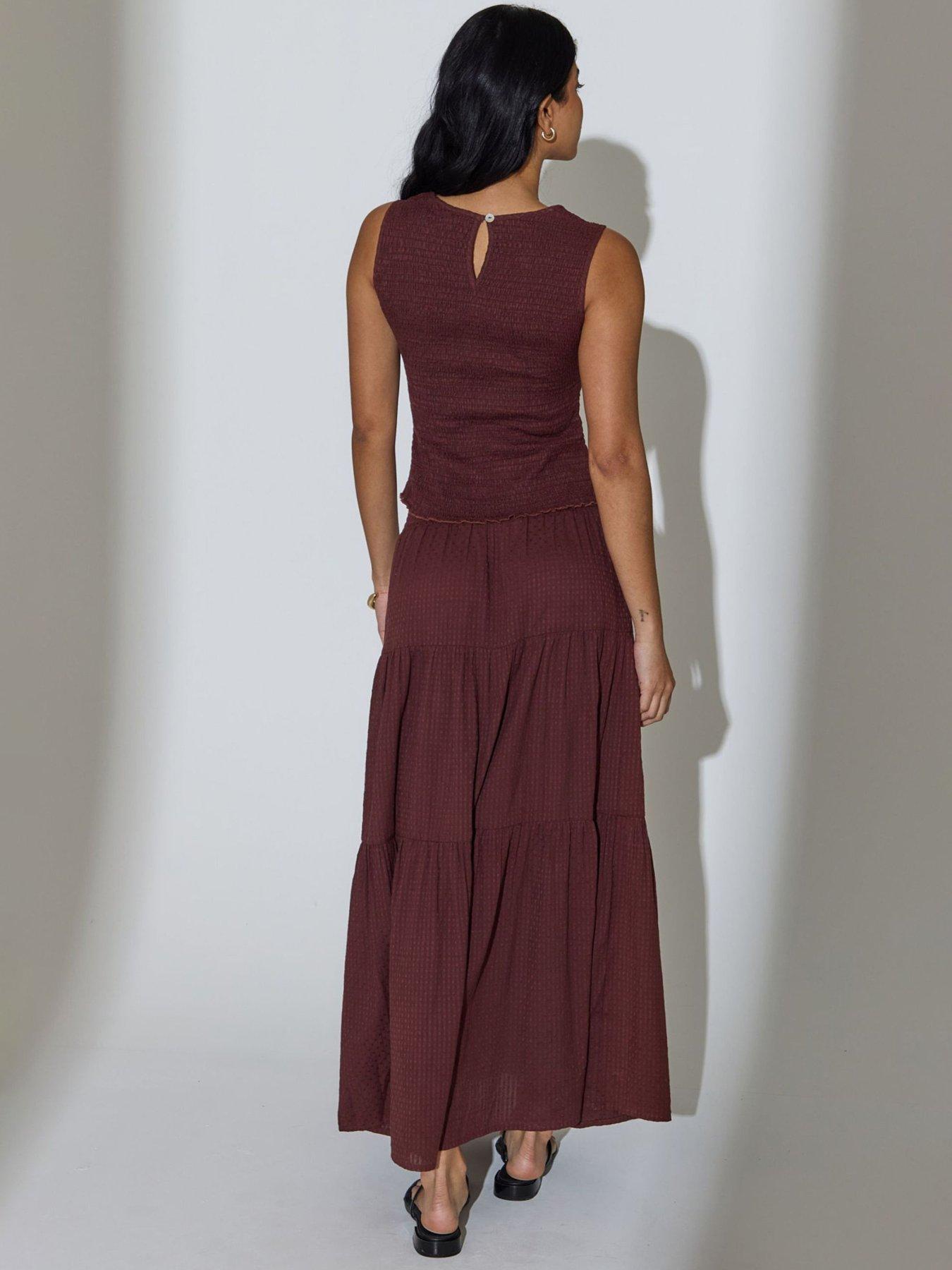 Image 4 of 4 of South Beach Shirred Sleeveless Top - Brown