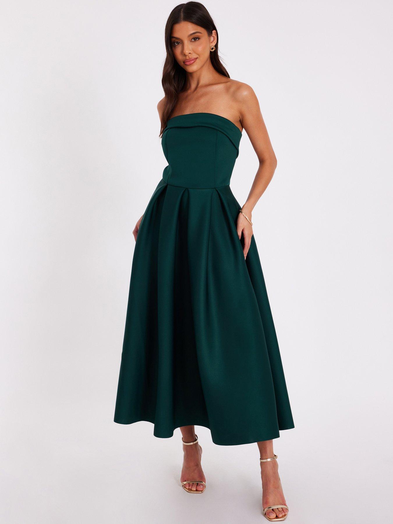 emerald green dress outfit for ladies One Shoulder Evening Maxi Dress - Emerald Green