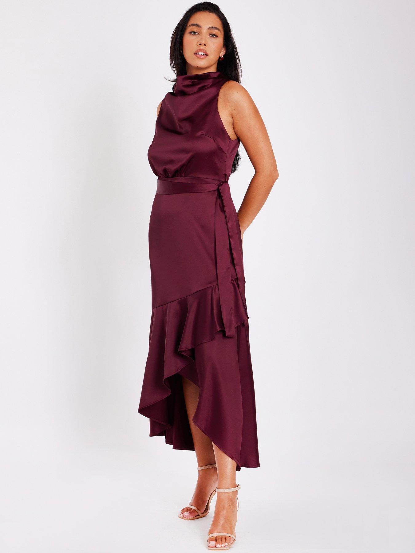 red dip hem dress Lace Bardot Cocktail Dresses Uk Maxi Dress Bardot Red Lace Dress Bardot  Premium Lace Dip Hem Dress
