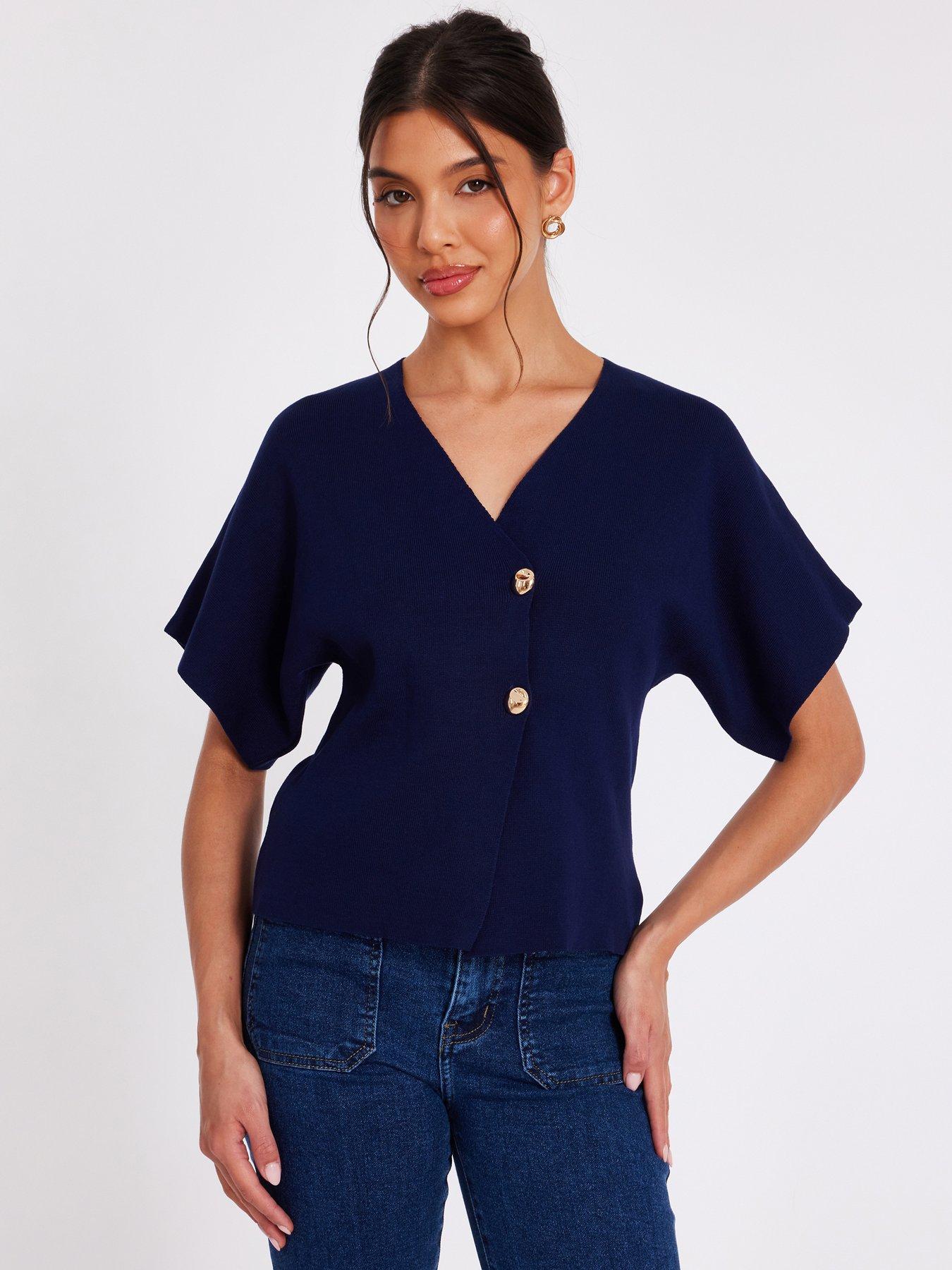 Quiz Navy Short Sleeve Knit Cardigan