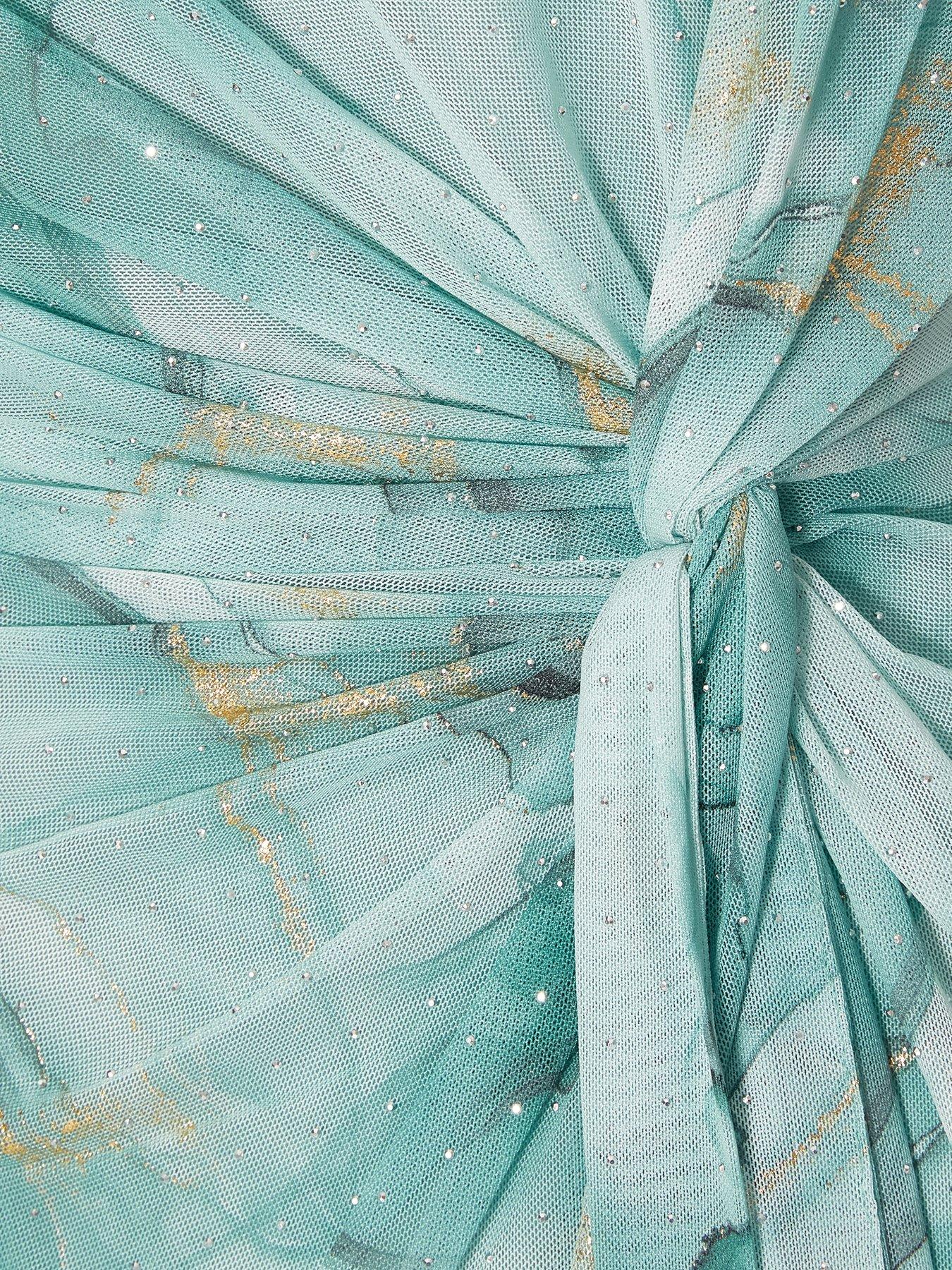 Image 6 of 6 of Quiz Sage Mesh Marble Print Mini Dress
