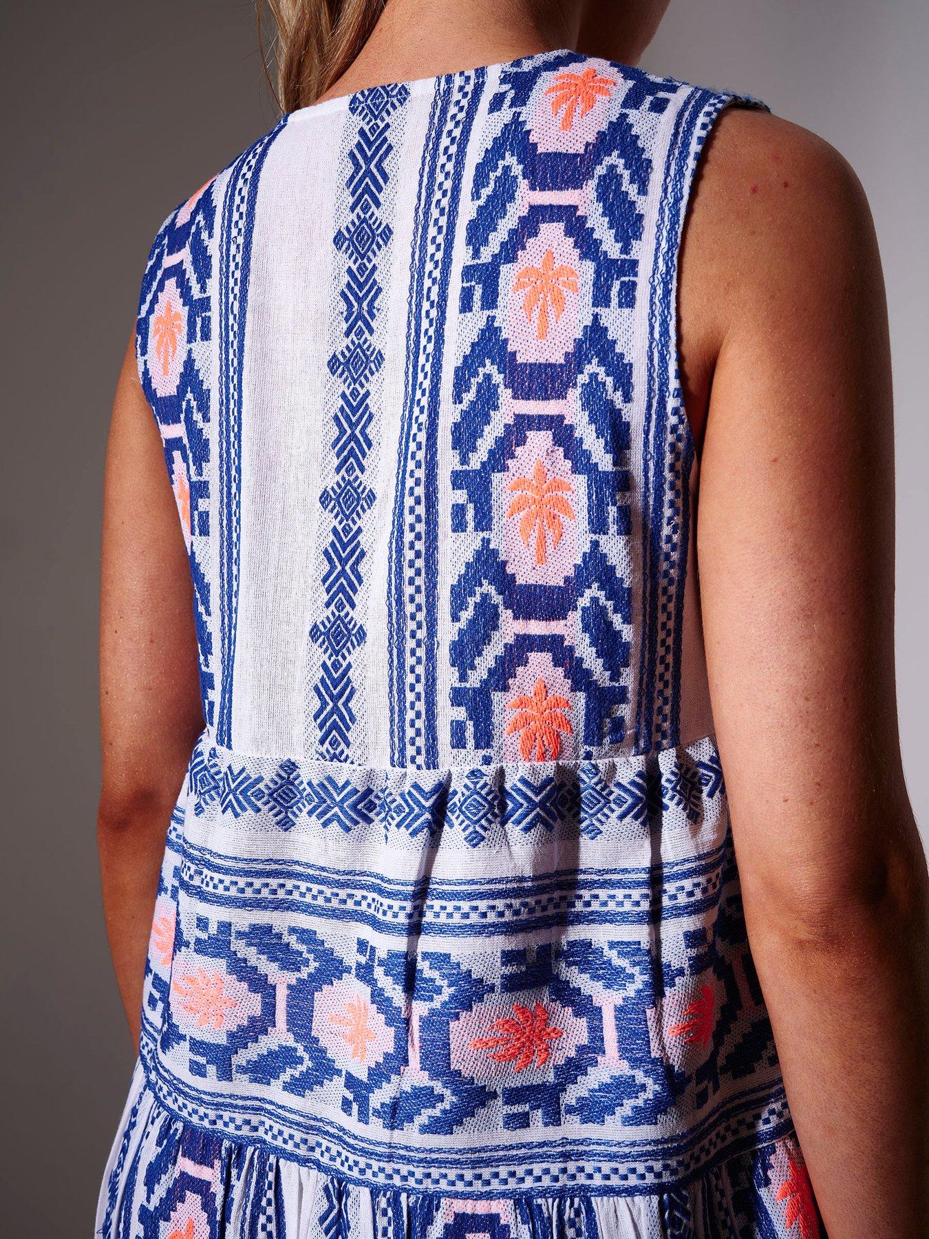 South Beach Jacquard Sleeveless Mini Dress - Blue | Very