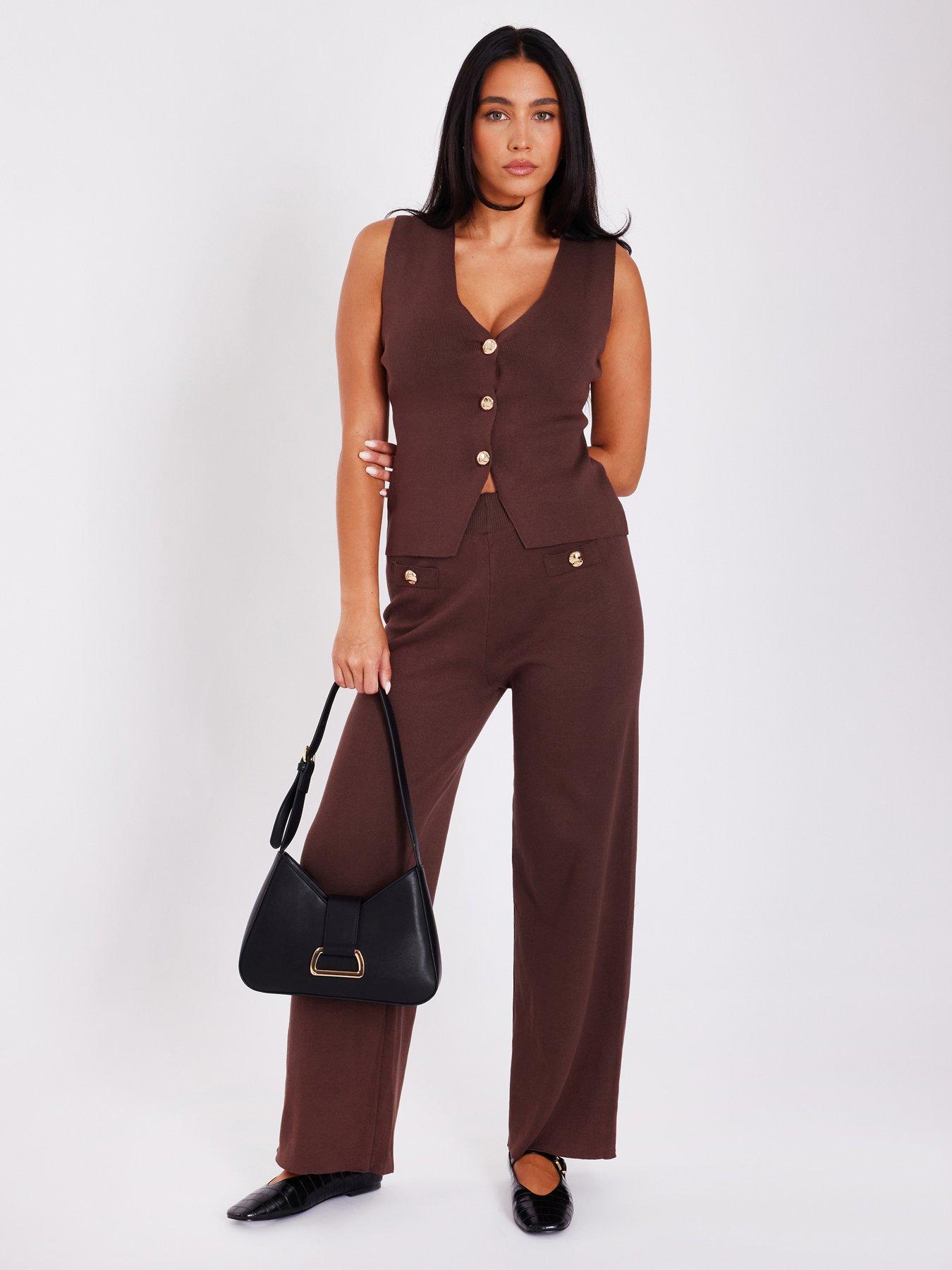 Quiz Brown Knitted Trousers