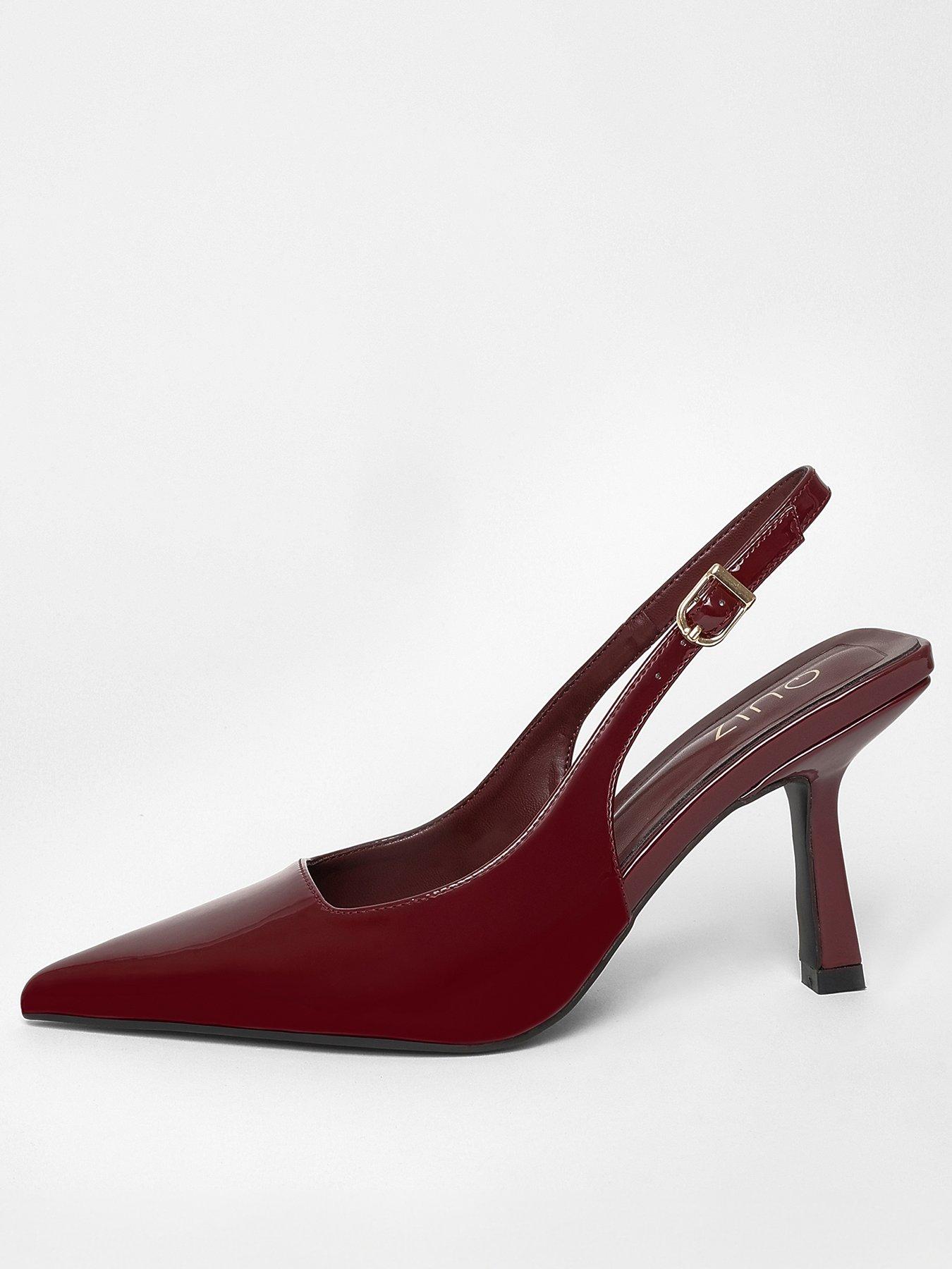 Quiz Dark Red Faux Leather Court Heels