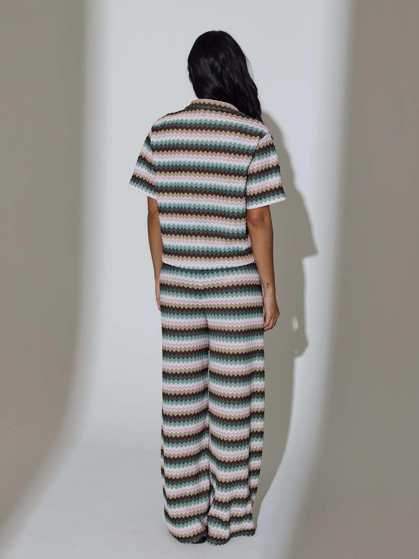 Image 2 of 3 of South Beach Crochet Co Ord Wide Leg Trousers - Multi