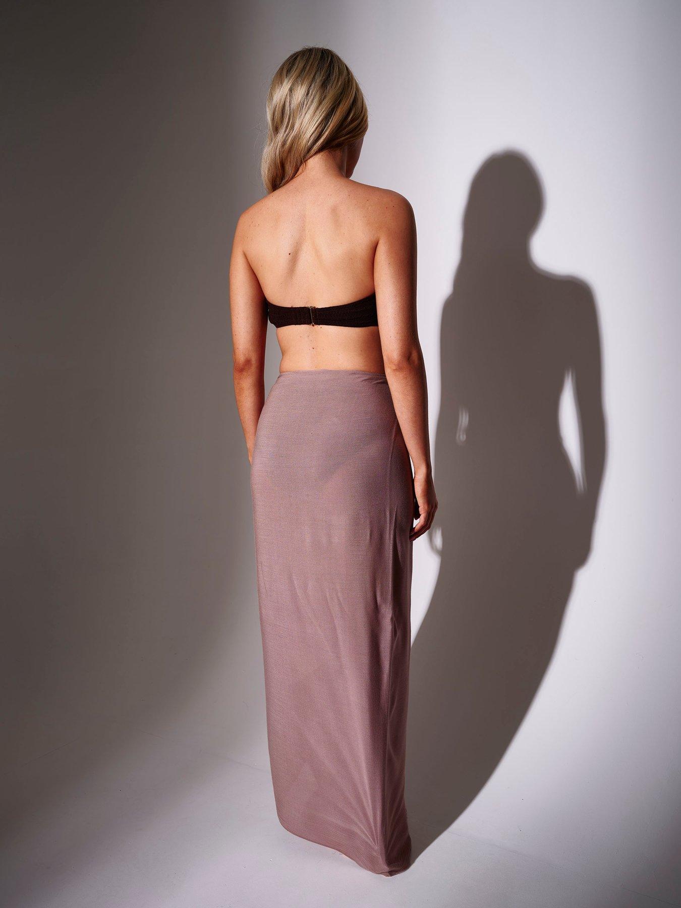 Image 2 of 3 of South Beach Crinkle Viscose Fringed Sarong - Taupe